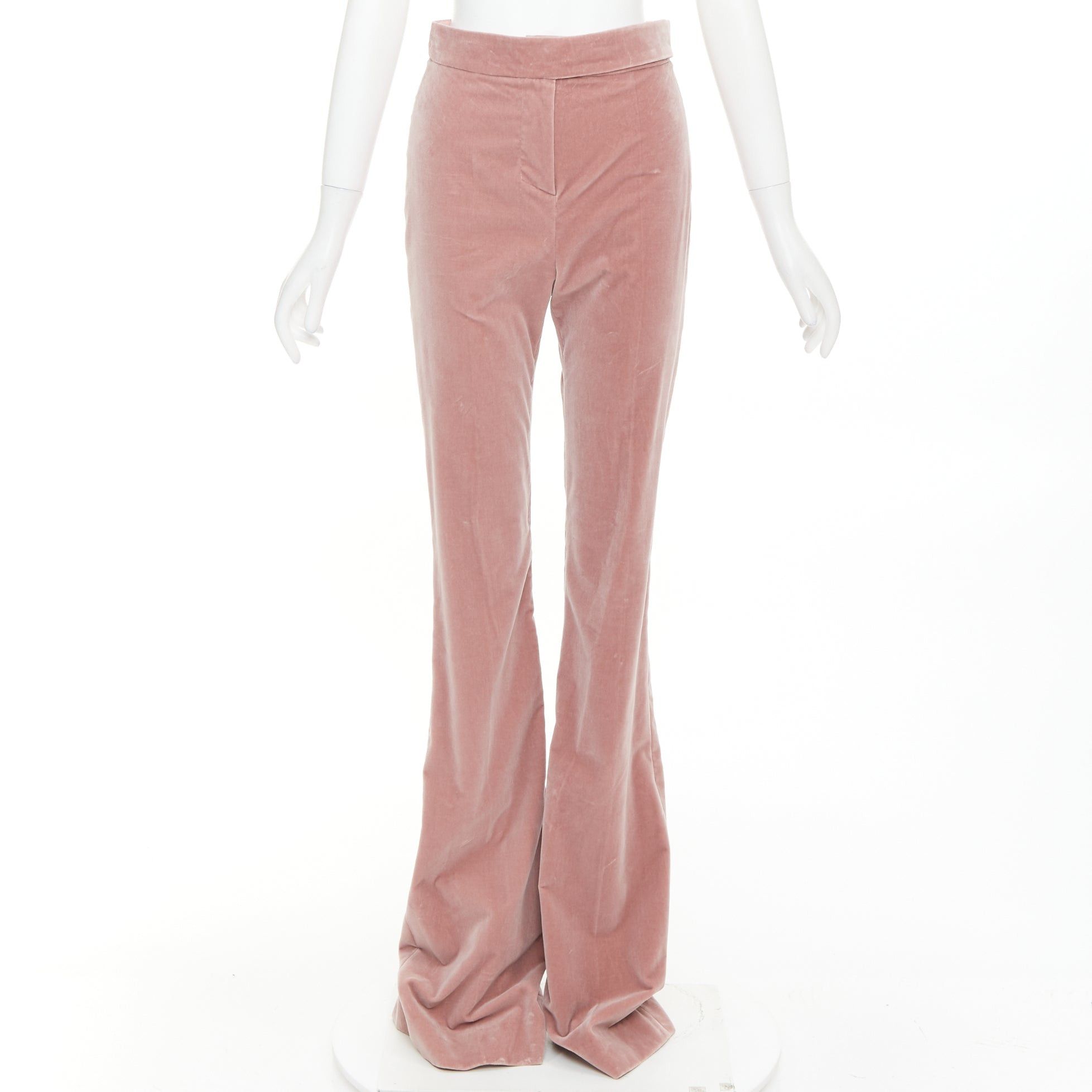 Alexandre Vauthier ALEXANDRE VAUTHIER blush pink velvet high waisted extra flare pants Size 26" / US 2 / IT 38 - 3 Thumbnail