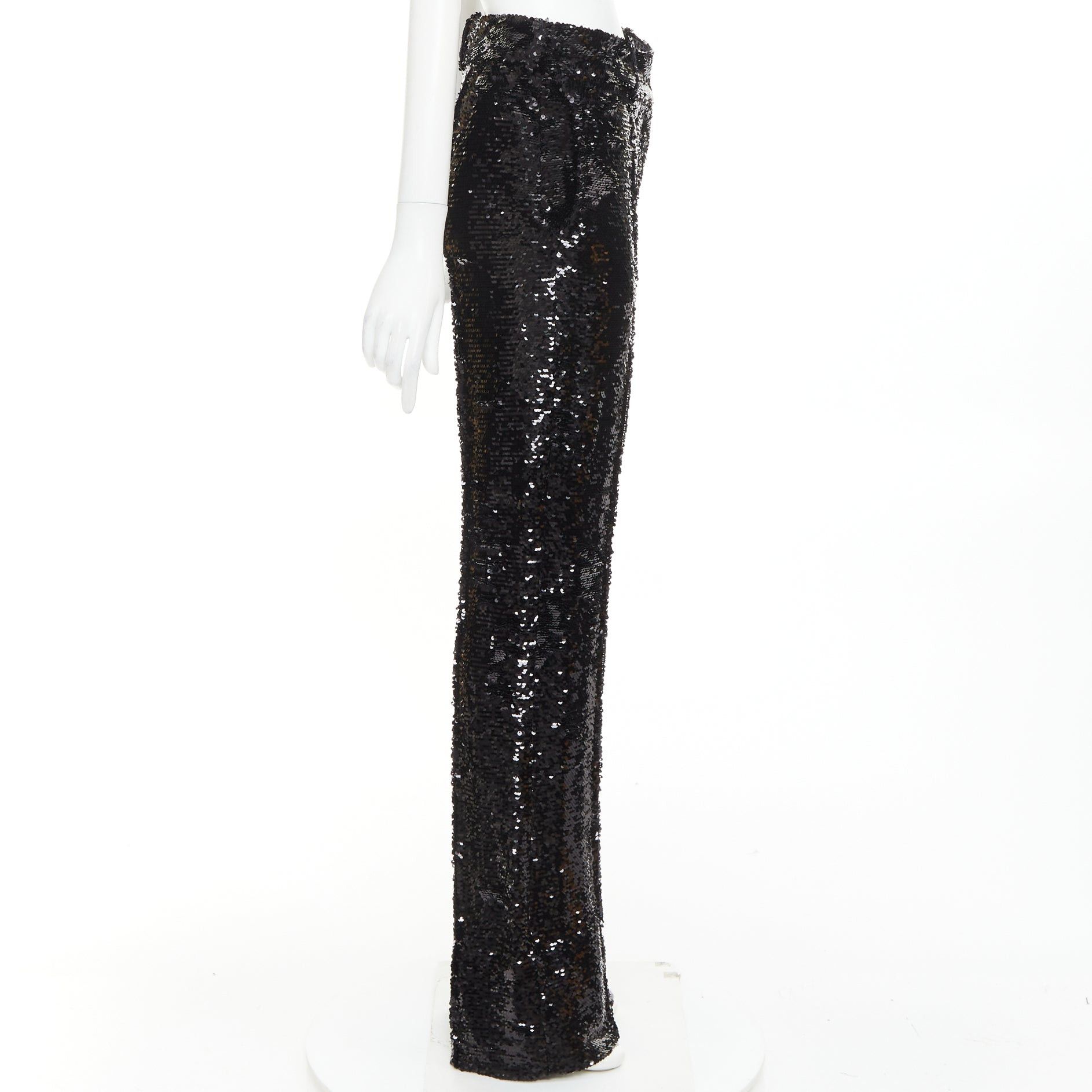 Alexandre Vauthier ALEXANDRE VAUTHIER COUTURE AW2020 Runway black paillettes high waist pleated straight pants Size 26" / US 2 / IT 38 - 4 Thumbnail