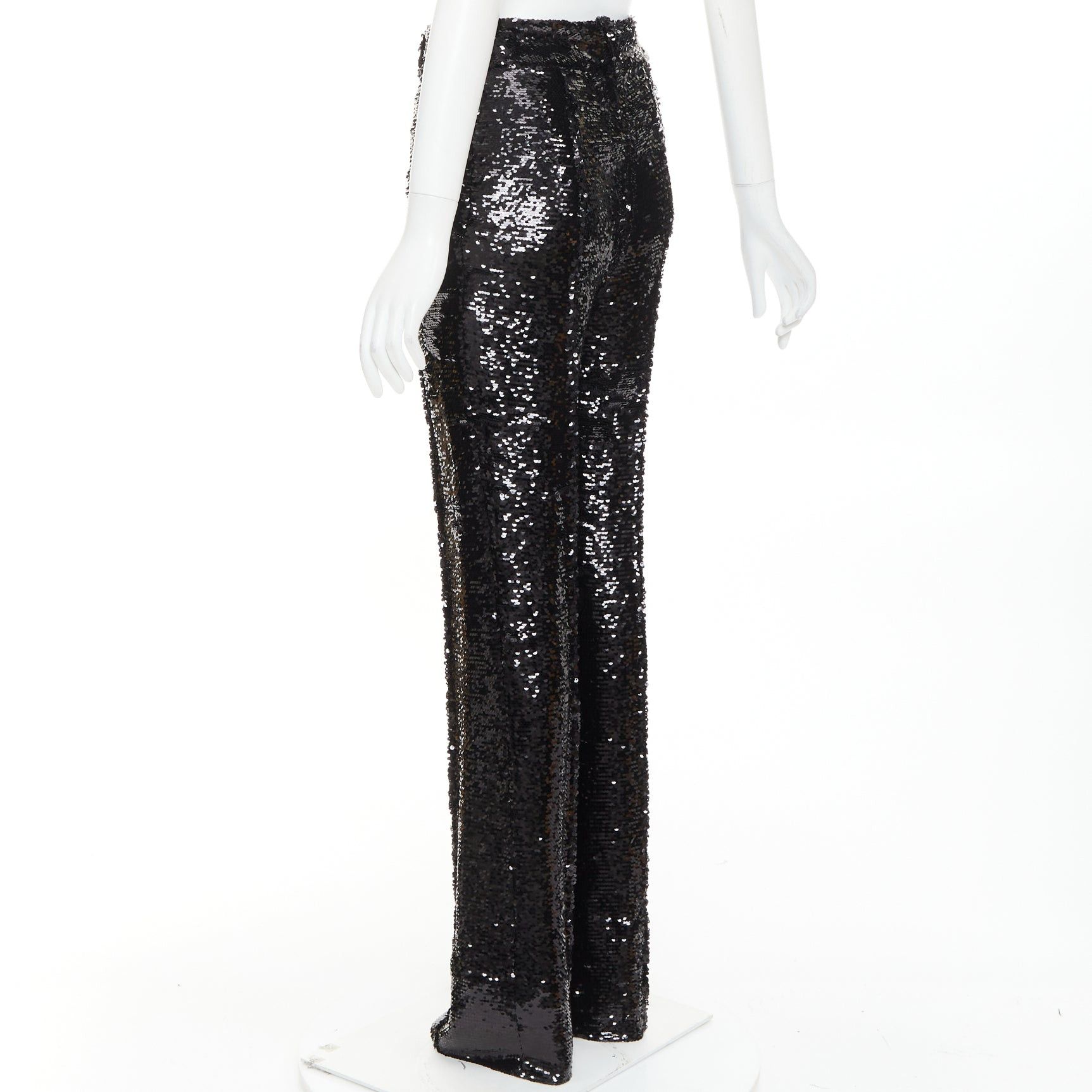 Alexandre Vauthier ALEXANDRE VAUTHIER COUTURE AW2020 Runway black paillettes high waist pleated straight pants Size 26" / US 2 / IT 38 - 6 Thumbnail