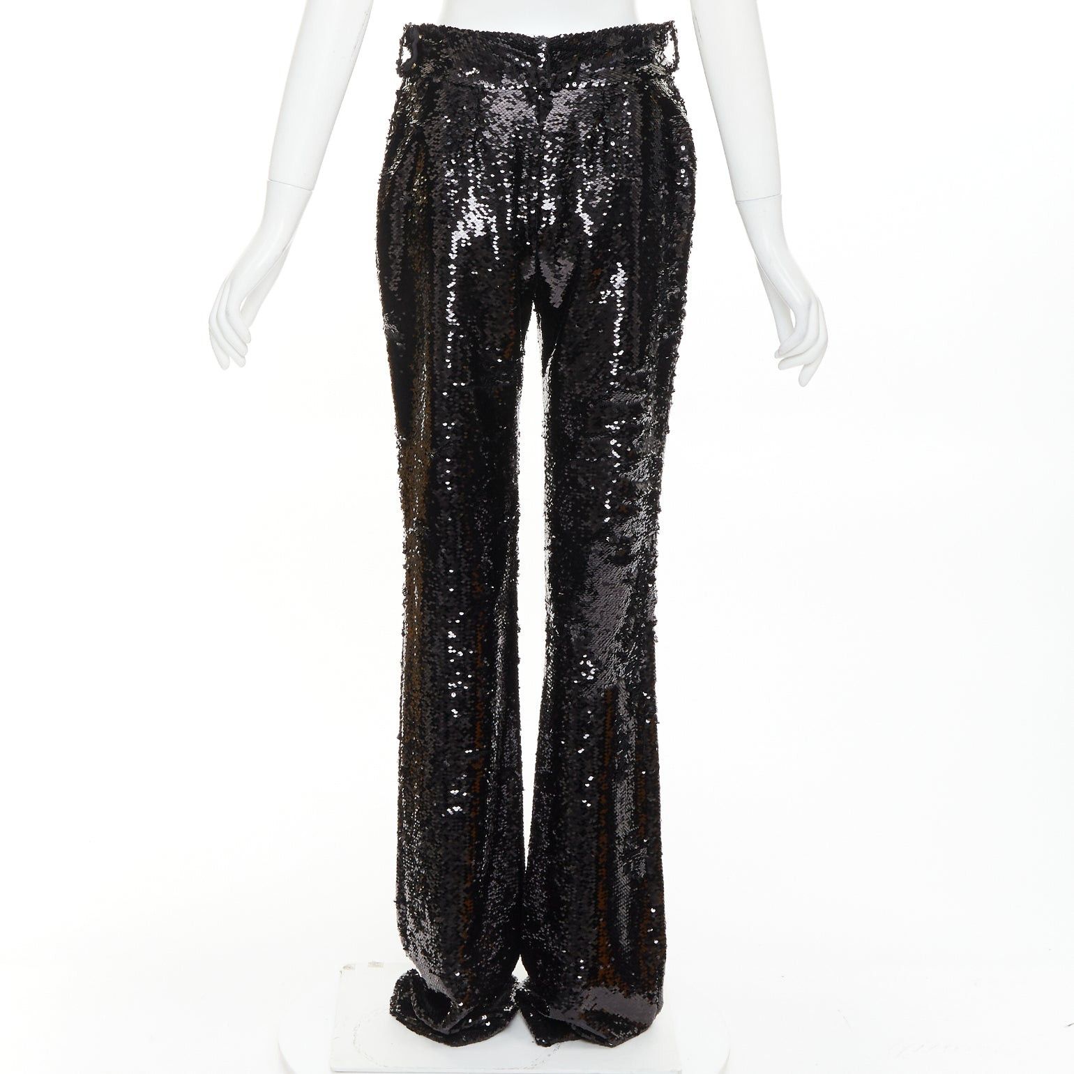 Alexandre Vauthier ALEXANDRE VAUTHIER COUTURE AW2019 Runway black paillette sequin wide leg pants Size 26" / US 2 / IT 38 - 5 Thumbnail
