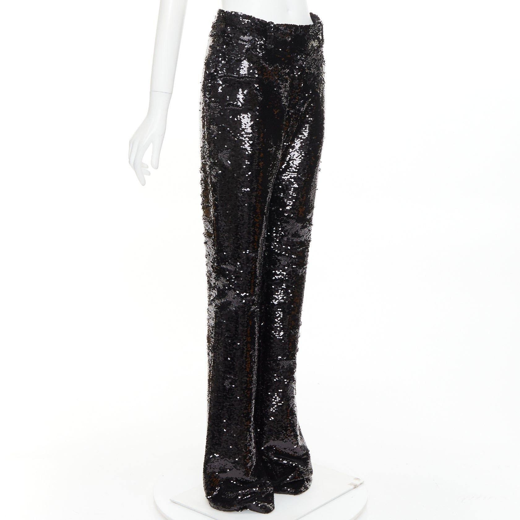 Alexandre Vauthier ALEXANDRE VAUTHIER COUTURE AW2019 Runway black paillette sequin wide leg pants Size 26" / US 2 / IT 38 - 3 Thumbnail