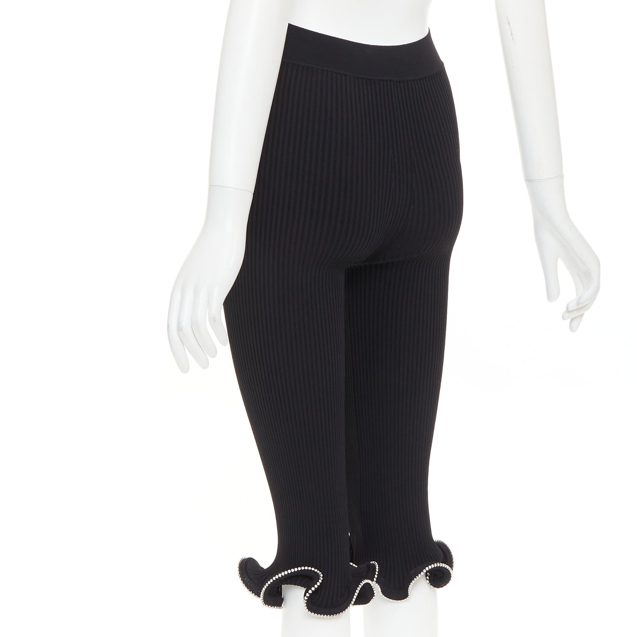 Alexandre Vauthier ALEXANDRE VAUTHIER black ribbed knit crystal embellished ruffle hem knee shorts Size 26" / US 2 / IT 38 - 6 Thumbnail