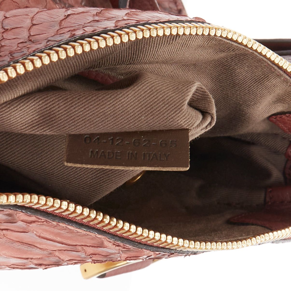 Chloe CHLOE Marcie Medium reddish brown snakeskin leather gold hardware 2 way satchel handbag Size ONE SIZE - 11 Thumbnail