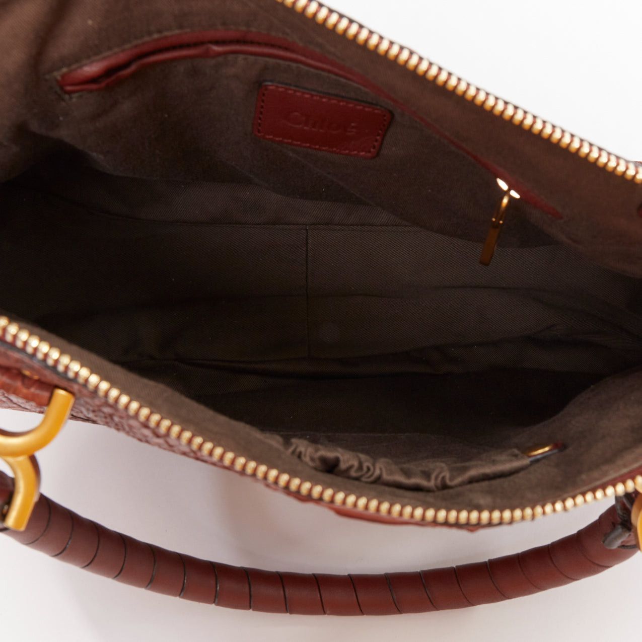 Chloe CHLOE Marcie Medium reddish brown snakeskin leather gold hardware 2 way satchel handbag Size ONE SIZE - 9 Thumbnail