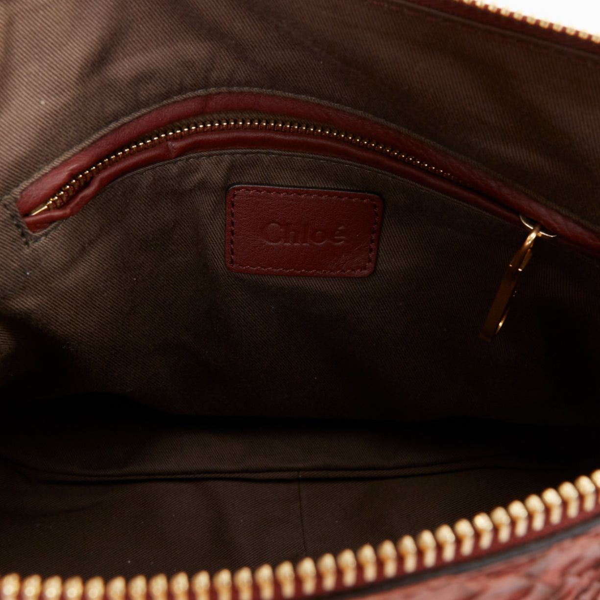 Chloe CHLOE Marcie Medium reddish brown snakeskin leather gold hardware 2 way satchel handbag Size ONE SIZE - 10 Thumbnail