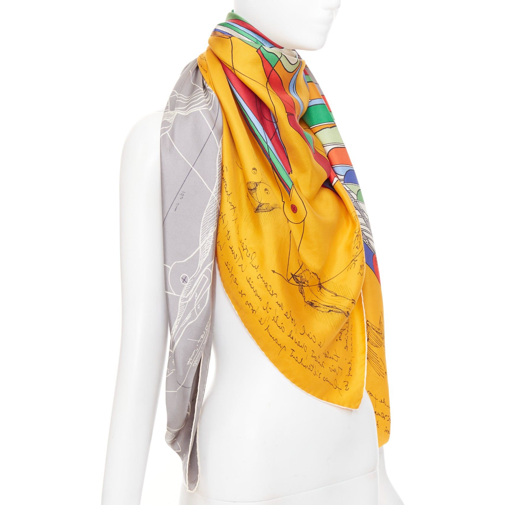 Hermes HERMES Della Cavalleria Favolosa 140 Virginie Jamin Split Pegasus double face silk twill scarf Size ONE SIZE - 3 Thumbnail