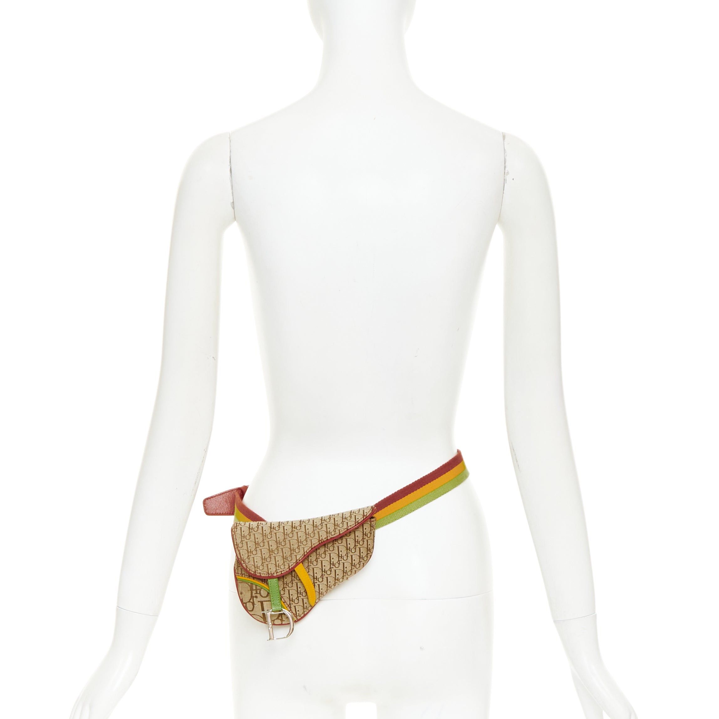 Dior rare CHRISTIAN DIOR John Galliano 2004 Rasta Trotter brown canvas monogram mini saddle belt bag Size ONE SIZE - 2 Thumbnail