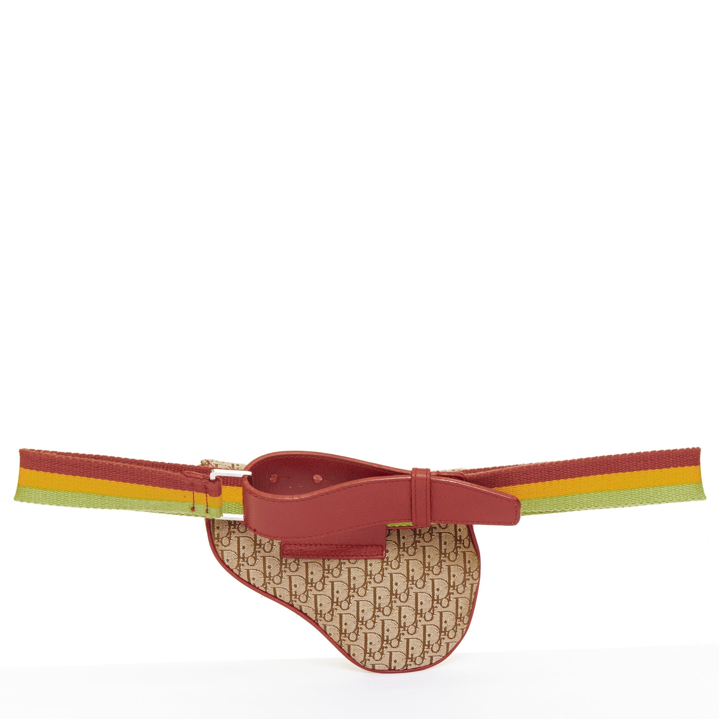 Dior rare CHRISTIAN DIOR John Galliano 2004 Rasta Trotter brown canvas monogram mini saddle belt bag Size ONE SIZE - 3 Thumbnail