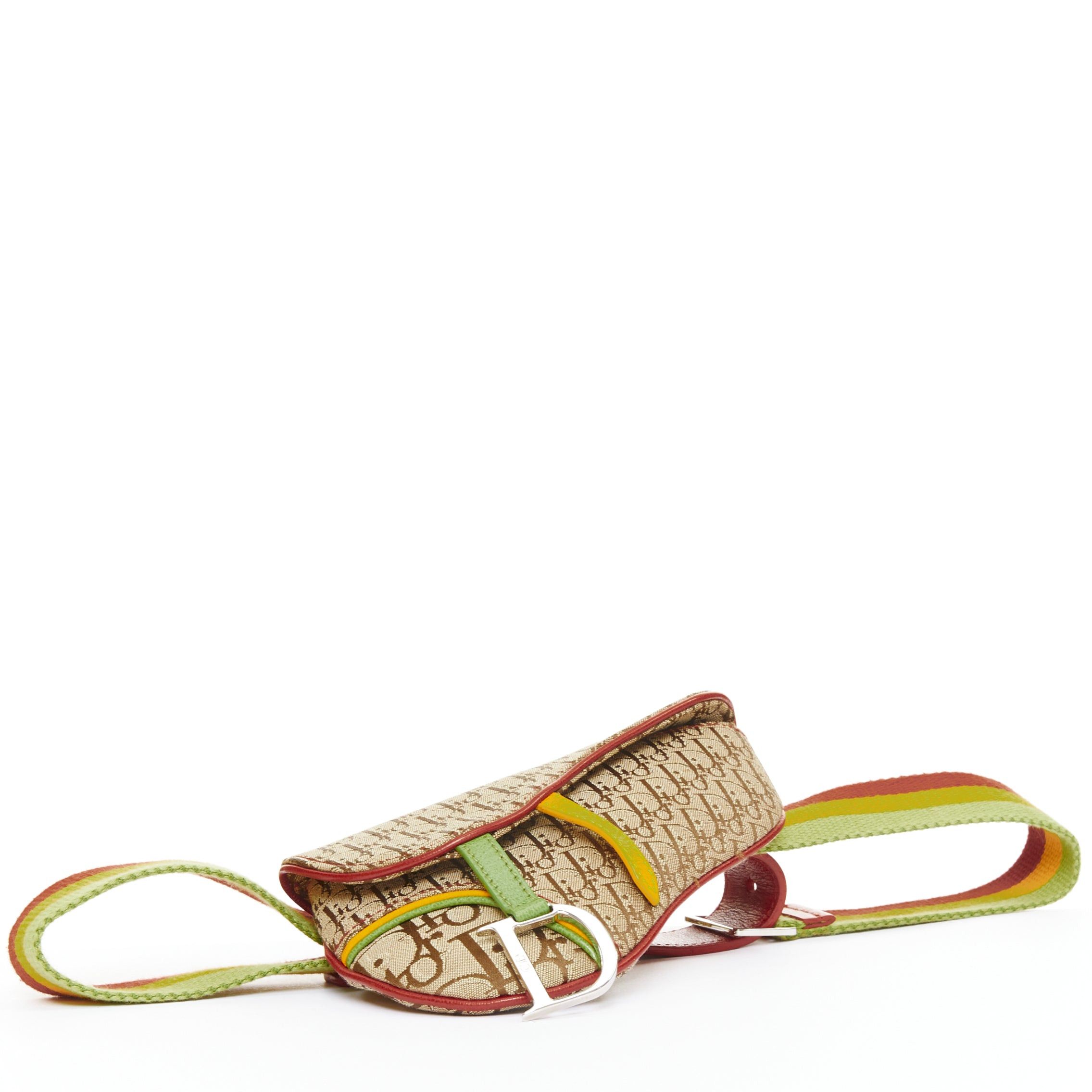 Dior rare CHRISTIAN DIOR John Galliano 2004 Rasta Trotter brown canvas monogram mini saddle belt bag Size ONE SIZE - 5 Thumbnail