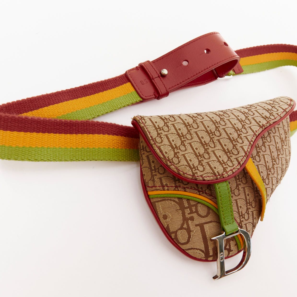 Dior rare CHRISTIAN DIOR John Galliano 2004 Rasta Trotter brown canvas monogram mini saddle belt bag Size ONE SIZE - 8 Thumbnail