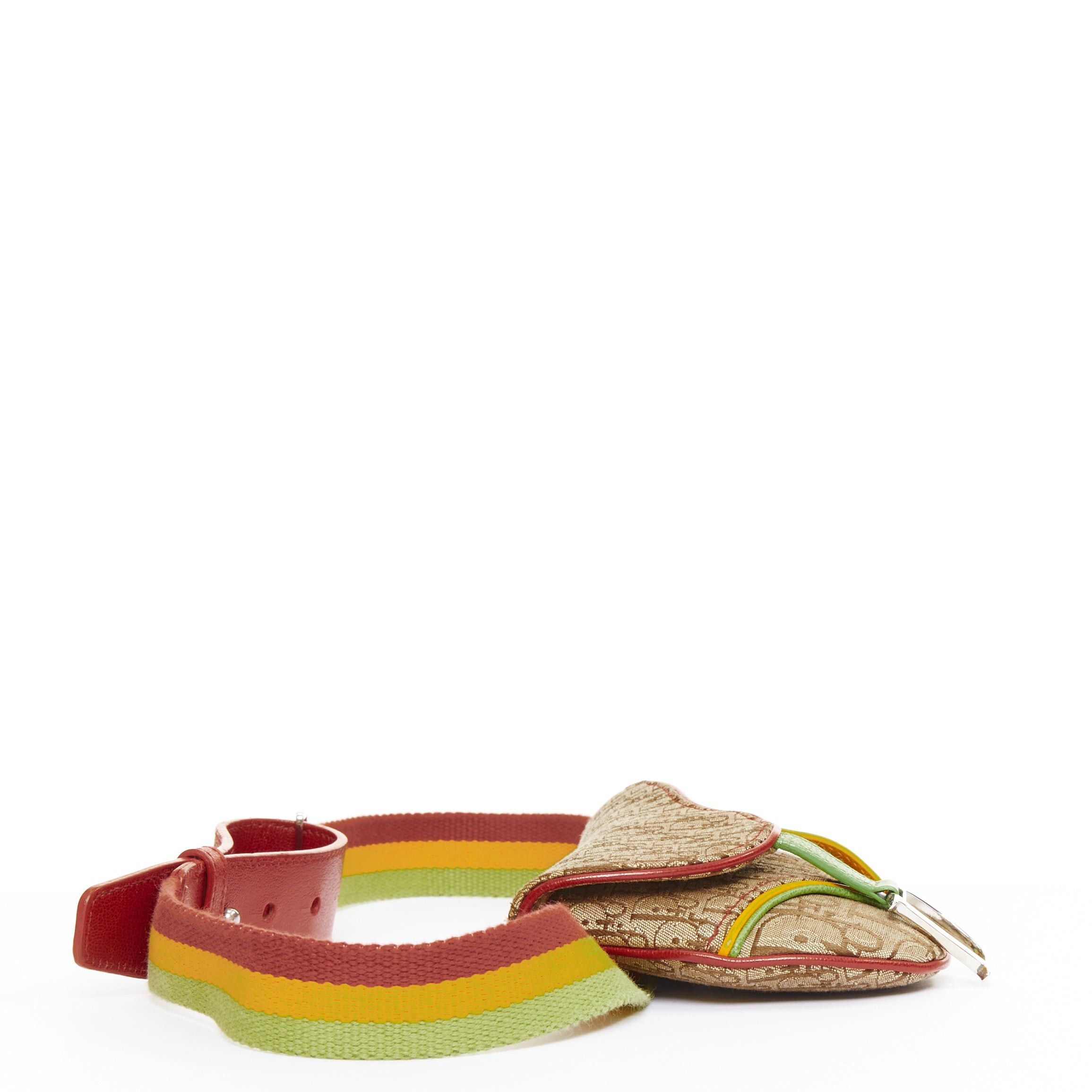 Dior rare CHRISTIAN DIOR John Galliano 2004 Rasta Trotter brown canvas monogram mini saddle belt bag Size ONE SIZE - 4 Thumbnail