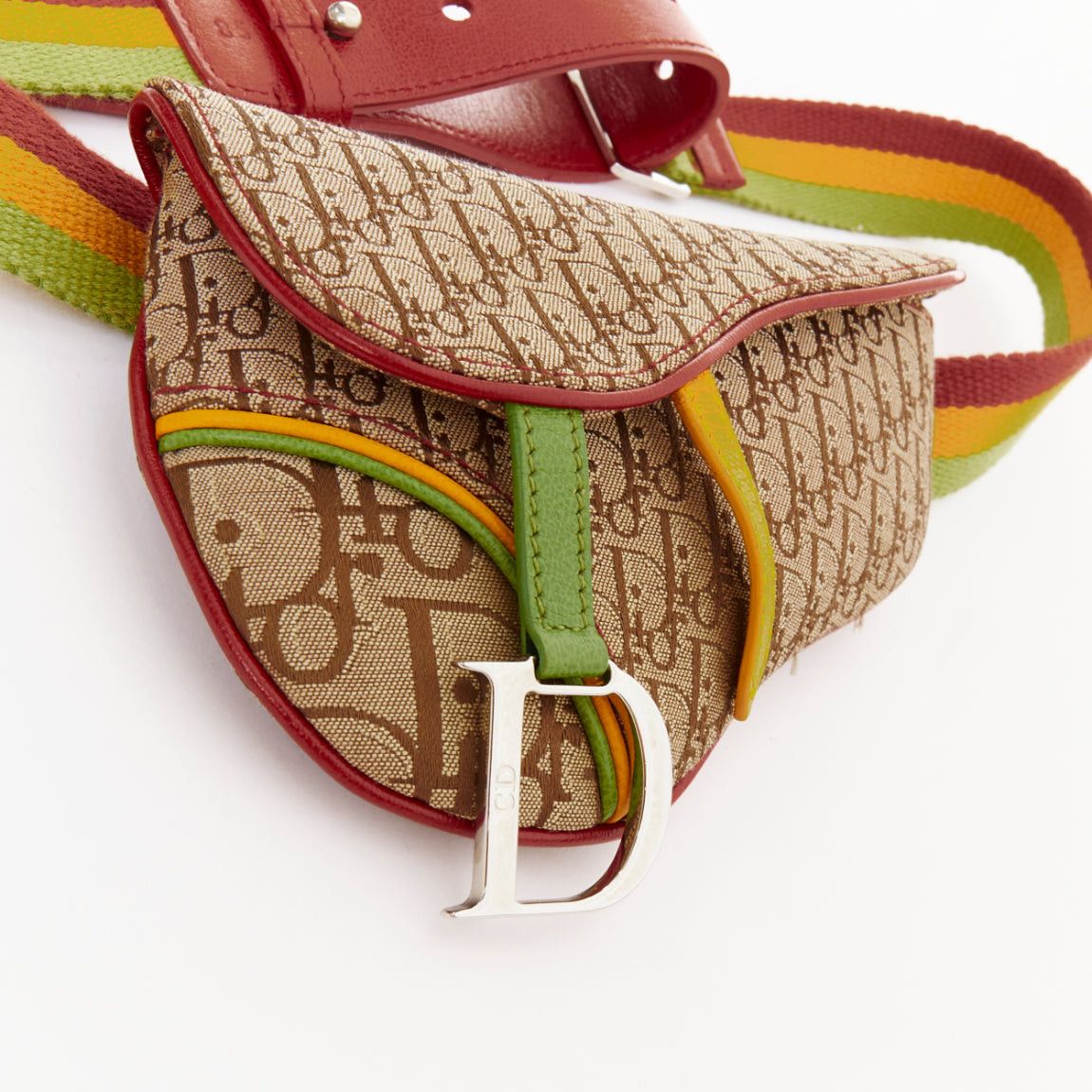 Dior rare CHRISTIAN DIOR John Galliano 2004 Rasta Trotter brown canvas monogram mini saddle belt bag Size ONE SIZE - 6 Thumbnail