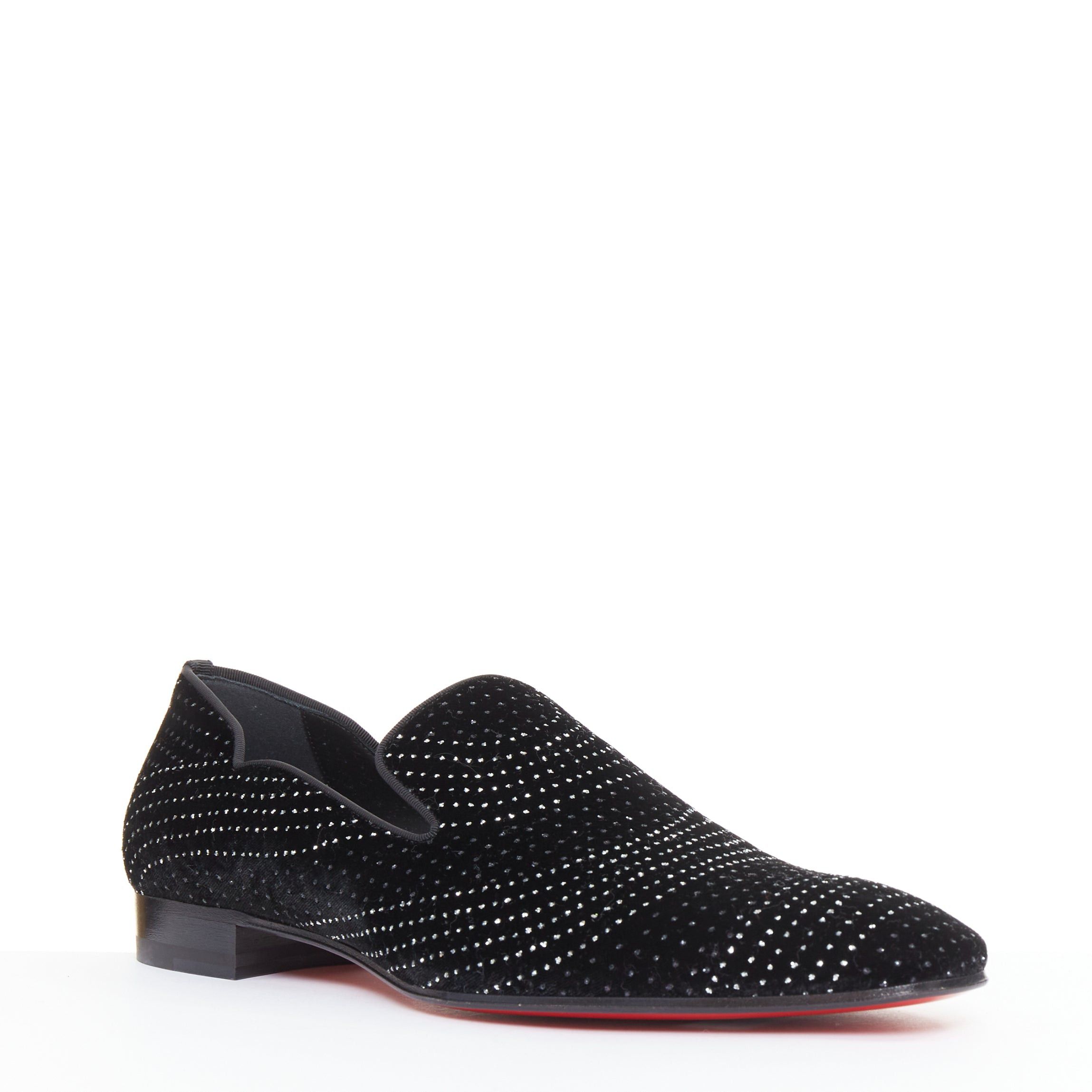 Christian Louboutin CHRISTIAN LOUBOUTIN Dandy Chick Orlato Flat Velvet River black silver glitter loafer EU42.5 US9.5 Size US 9.5 / EU 42-43 - 3 Thumbnail