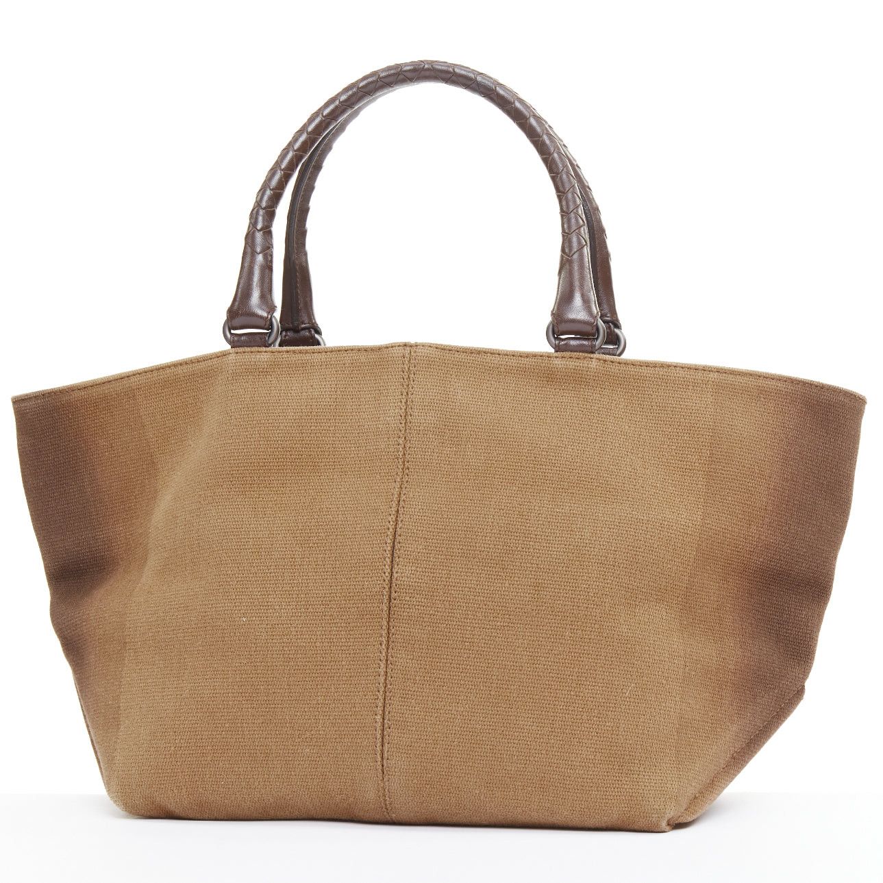 Bottega Veneta BOTTEGA VENETA gradient ombre brown canvas Intrecciato woven leather handle bag Size ONE SIZE - 5 Thumbnail