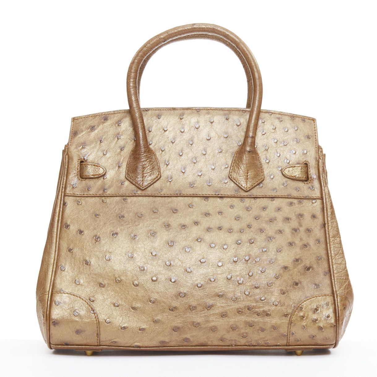 KWANPEN KWANPEN brown ostrich leather gold hardware top handle structured executive bag Size ONE SIZE - 5 Thumbnail