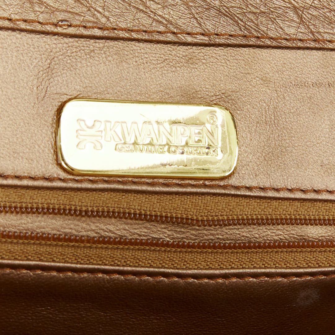 KWANPEN KWANPEN brown ostrich leather gold hardware top handle structured executive bag Size ONE SIZE - 11 Thumbnail