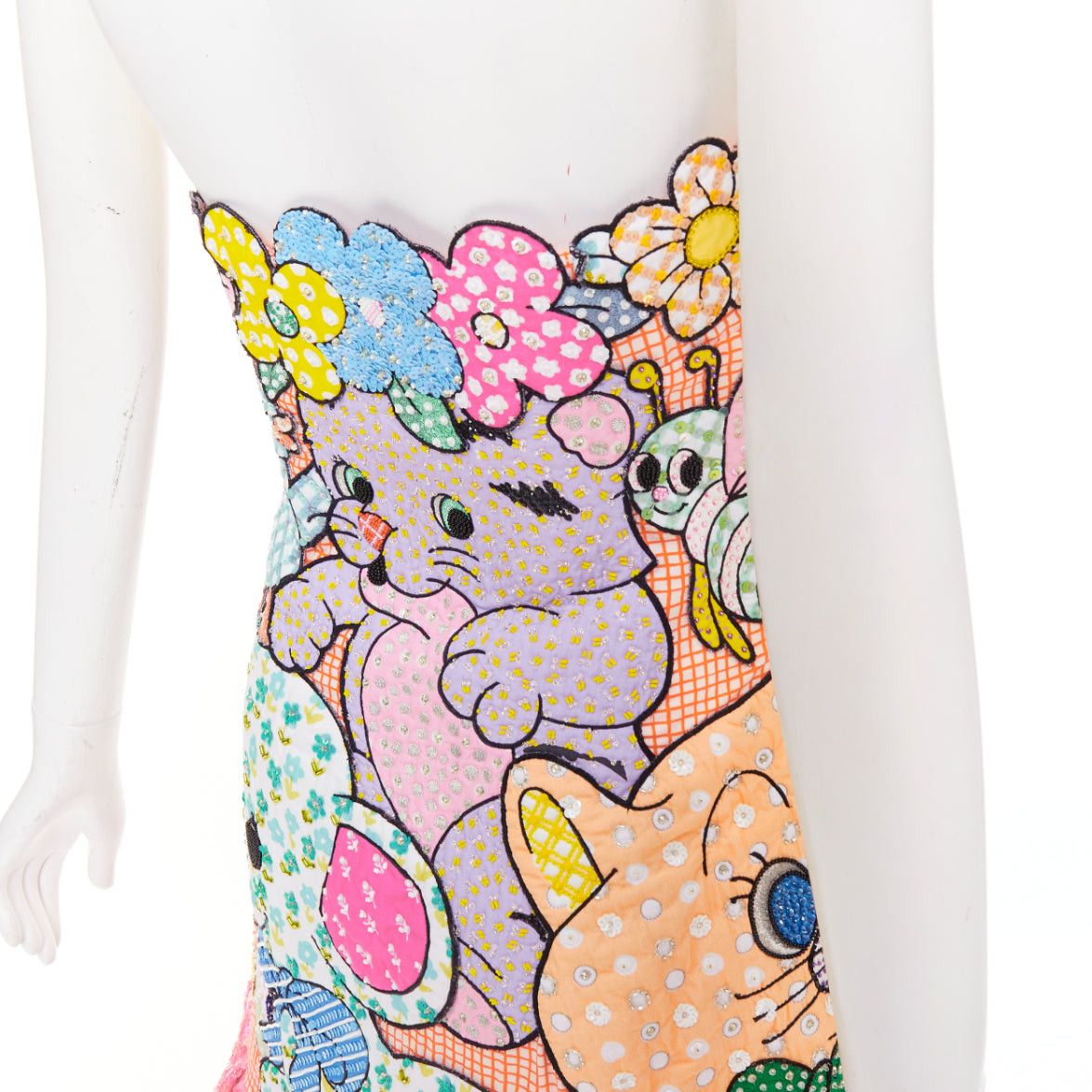 Moschino MOSCHINO COUTURE! 2022 Runway Calico Animals pink multicolor bear rabbit sequinned quilted mini dress IT40 S Size S / US 4 / IT 40 - 10 Thumbnail