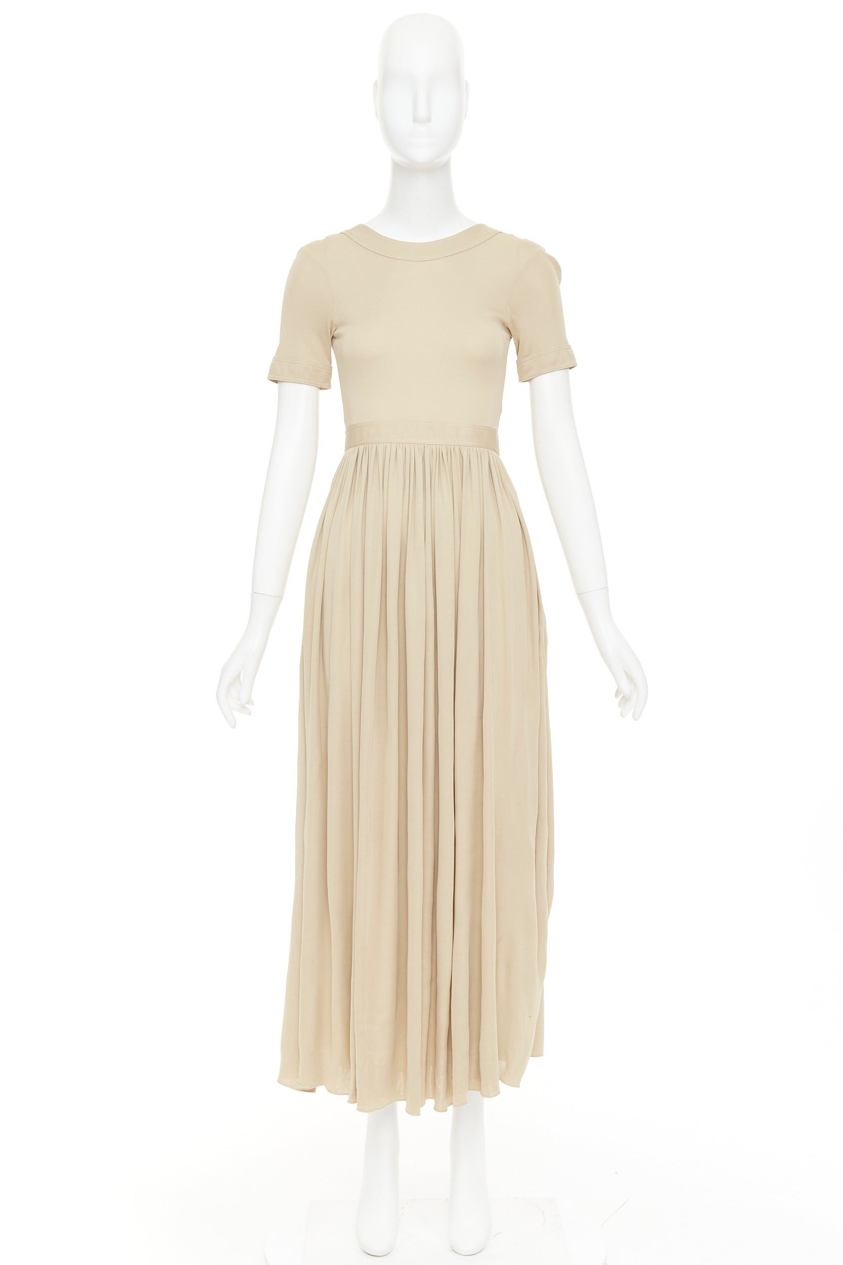 Celine OLD CELINE Phoebe Philo 2016 nude viscose open back tie pleated midi dress FR34 XS Size XS / US 0-2 / IT 36-38 - 9 Thumbnail