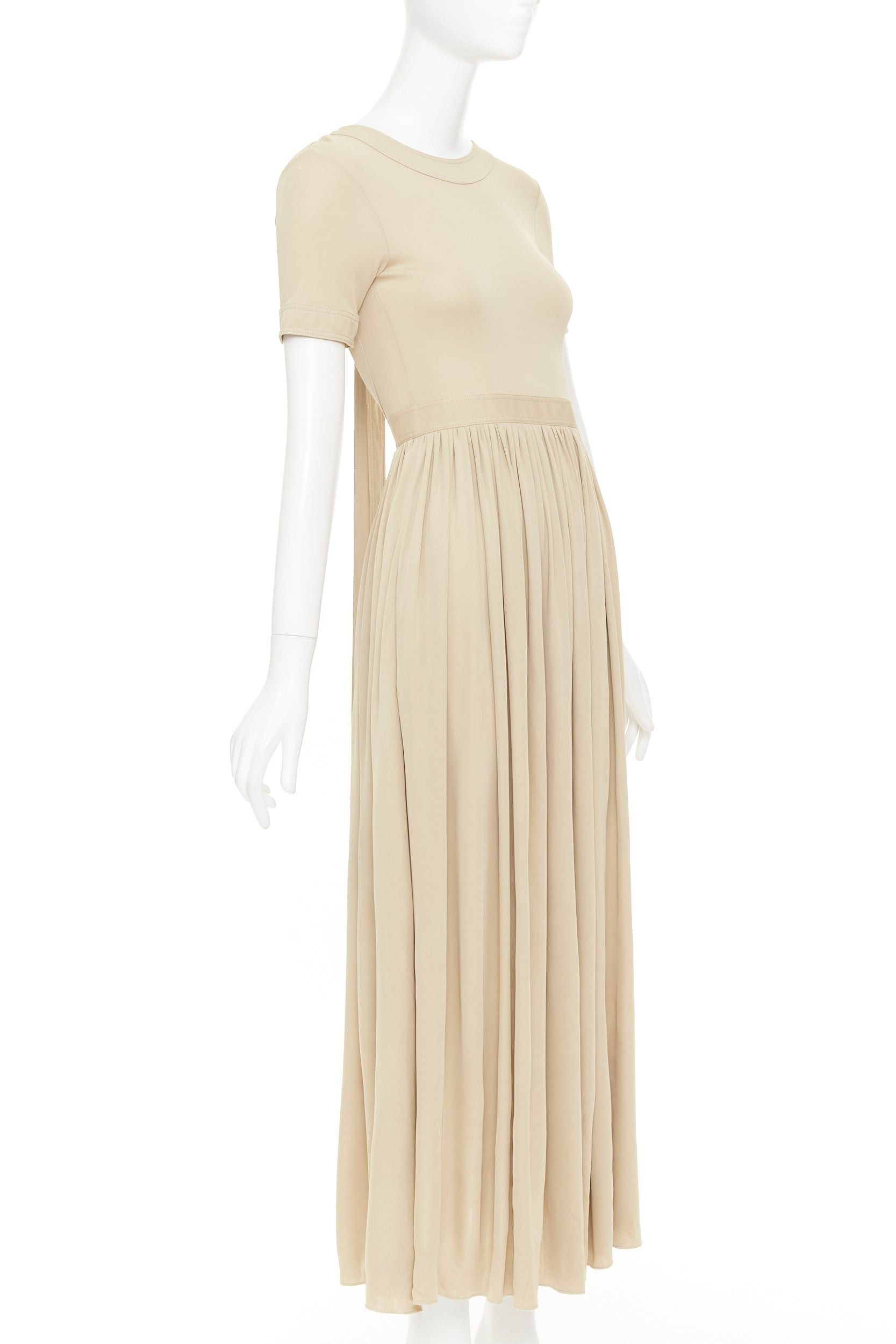 Celine OLD CELINE Phoebe Philo 2016 nude viscose open back tie pleated midi dress FR34 XS Size XS / US 0-2 / IT 36-38 - 3 Thumbnail