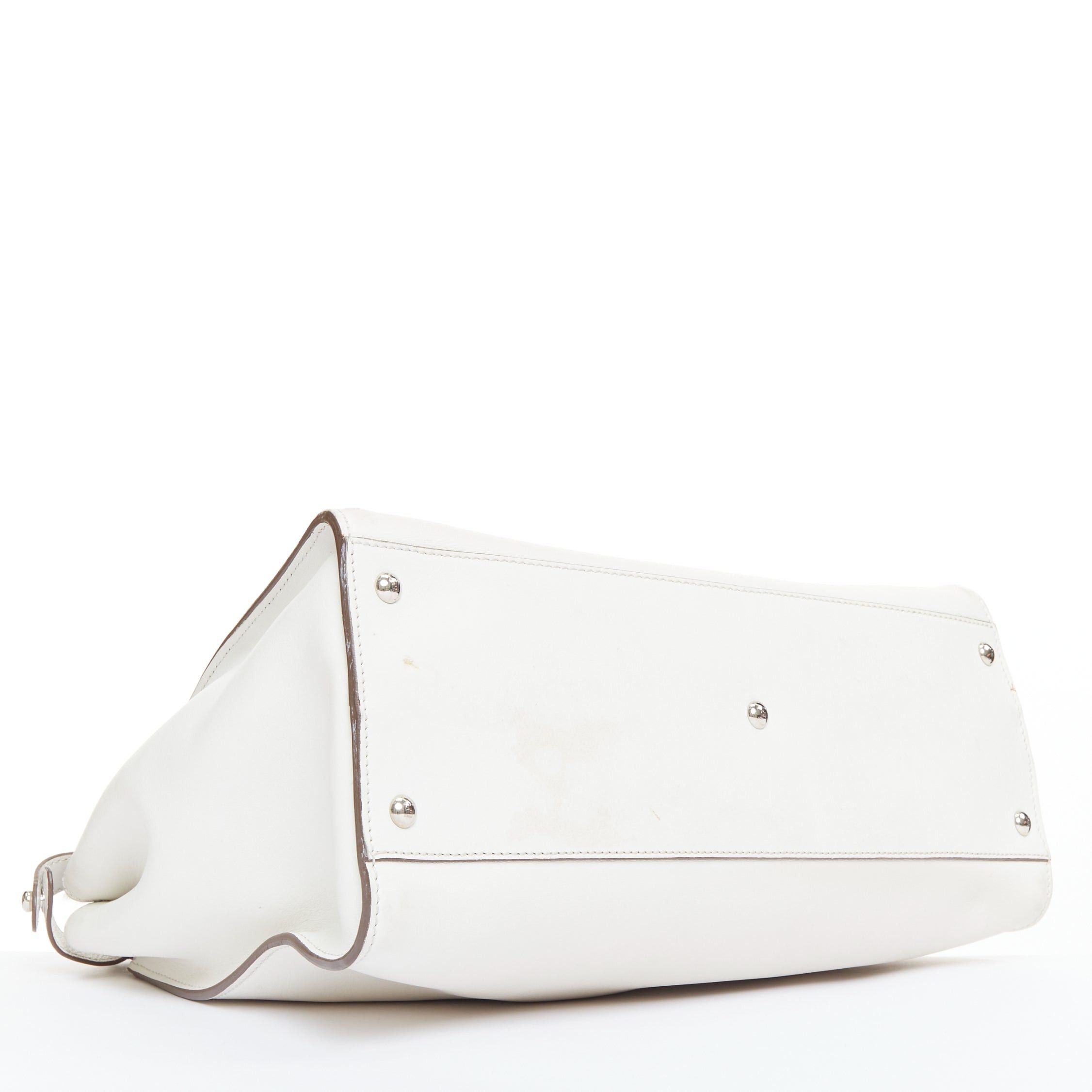 Fendi FENDI Peekaboo off white leather silver hardware Bug Monster fur eye lined bag Size ONE SIZE - 6 Thumbnail