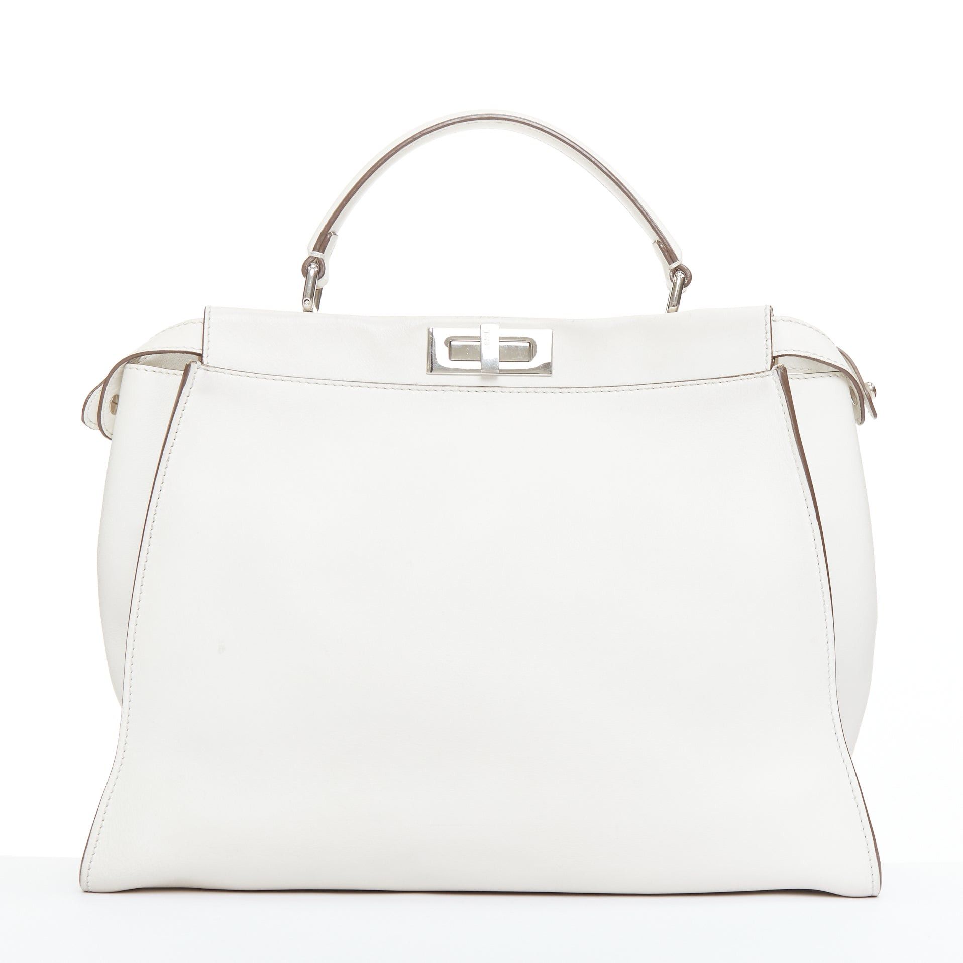 Fendi FENDI Peekaboo off white leather silver hardware Bug Monster fur eye lined bag Size ONE SIZE - 5 Thumbnail
