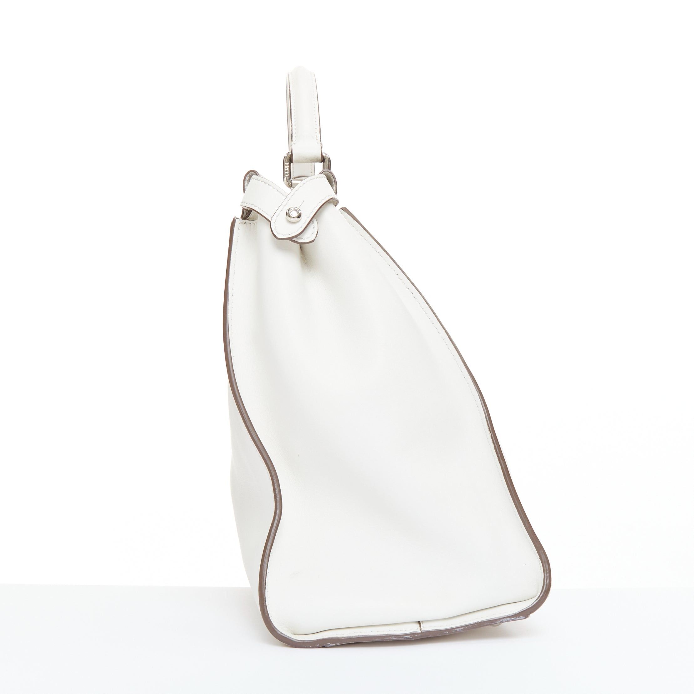 Fendi FENDI Peekaboo off white leather silver hardware Bug Monster fur eye lined bag Size ONE SIZE - 4 Thumbnail