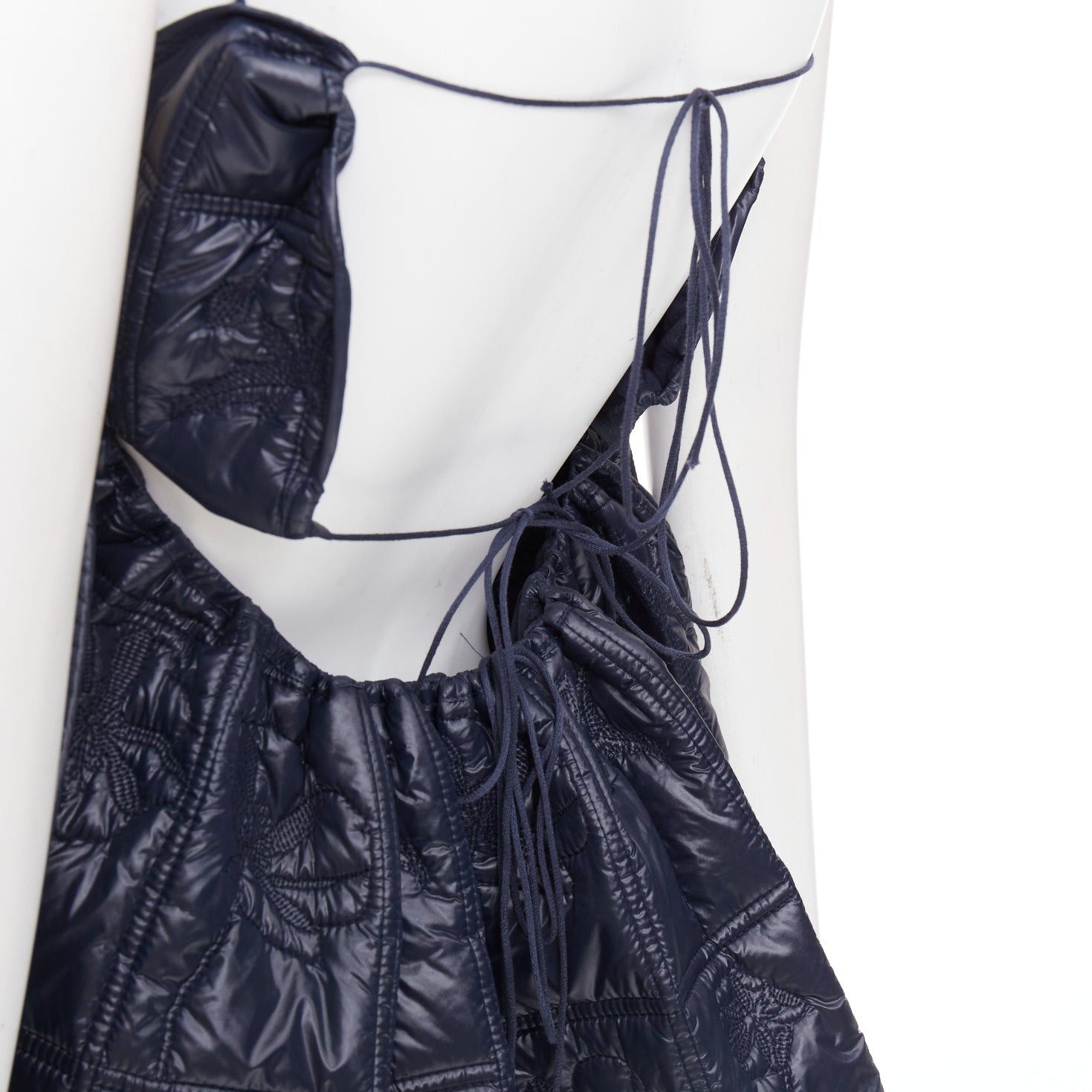Cecilie Bahnsen CECILIE BAHNSEN Celina navy floral quilted nylon peplum camisole babydoll top UK6 XS Size XS / US 0-2 / IT 36-38 - 2 Thumbnail