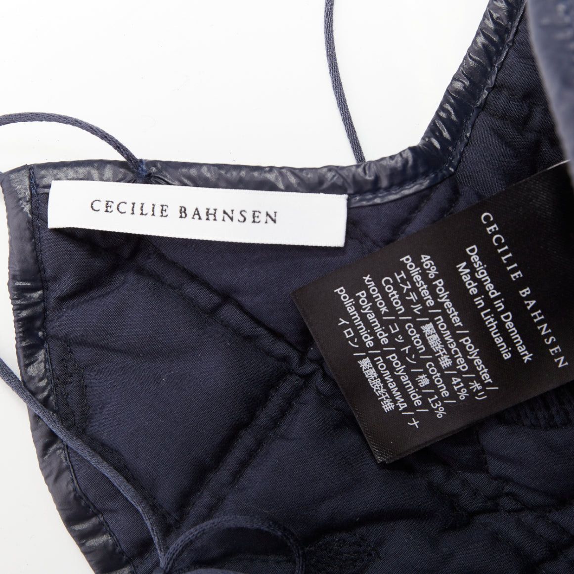 Cecilie Bahnsen CECILIE BAHNSEN Celina navy floral quilted nylon peplum camisole babydoll top UK6 XS Size XS / US 0-2 / IT 36-38 - 8 Thumbnail