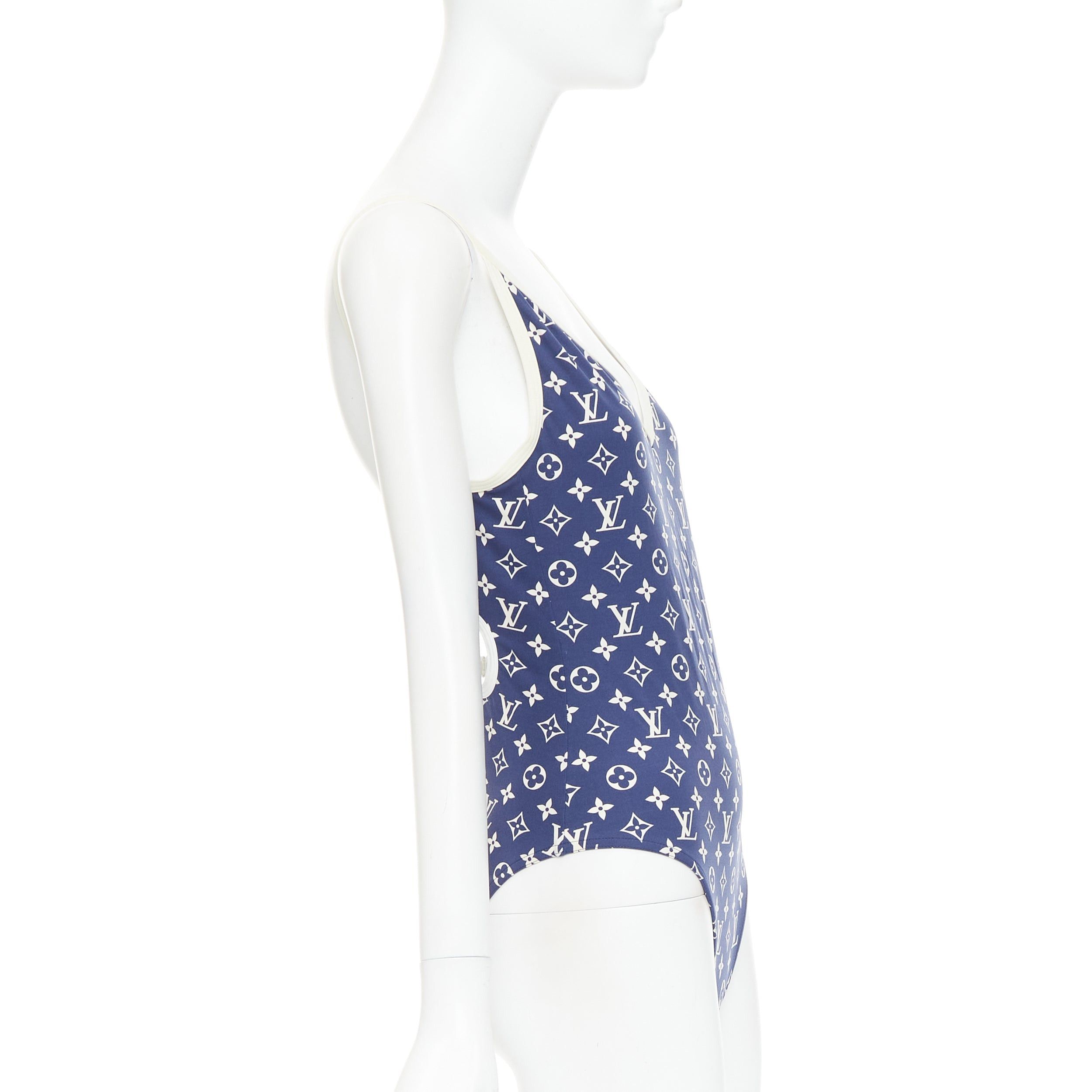 Louis Vuitton LOUIS VUITTON 2020 Escale blue white monogram one piece swimsuit FR38 M Size ONE SIZE - 4 Thumbnail