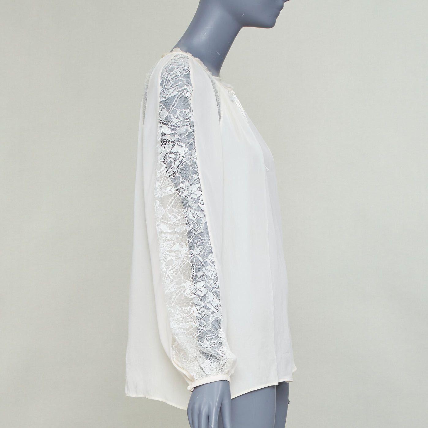 Emilio Pucci EMILIO PUCCI 100% silk ivory lace trim puff sleeves boho peasant blouse IT40 S Size S / US 4 / IT 40 - 4 Thumbnail