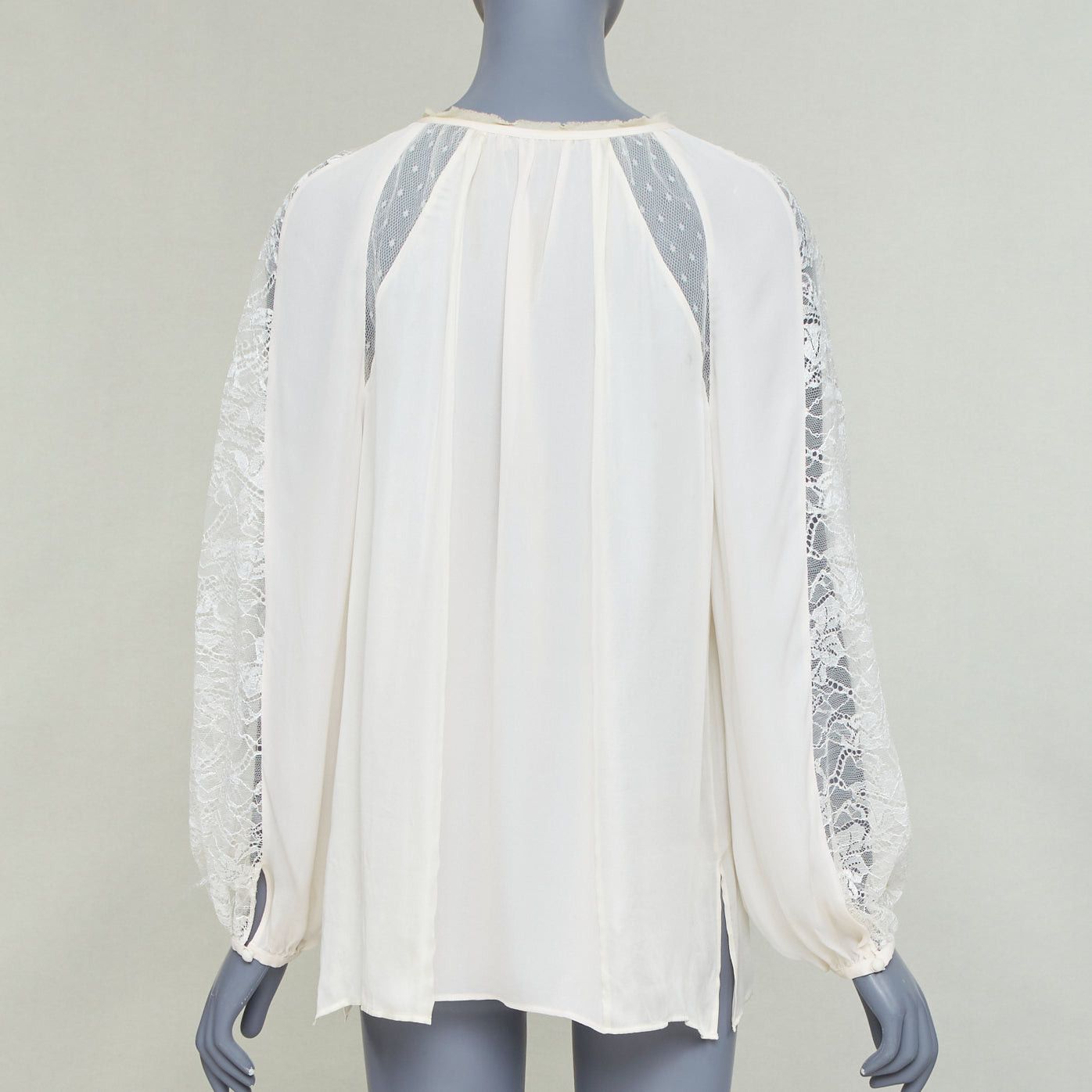 Emilio Pucci EMILIO PUCCI 100% silk ivory lace trim puff sleeves boho peasant blouse IT40 S Size S / US 4 / IT 40 - 5 Thumbnail