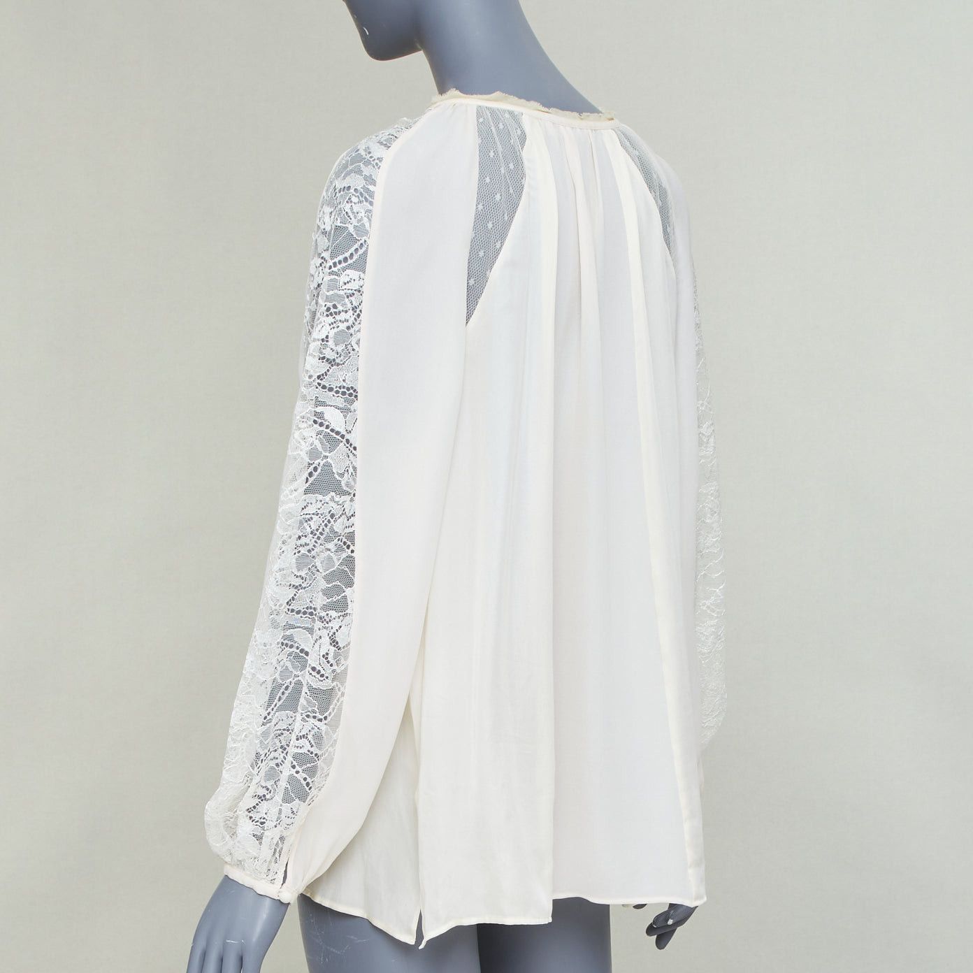 Emilio Pucci EMILIO PUCCI 100% silk ivory lace trim puff sleeves boho peasant blouse IT40 S Size S / US 4 / IT 40 - 6 Thumbnail