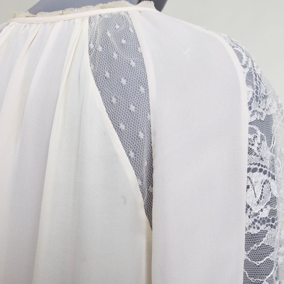 Emilio Pucci EMILIO PUCCI 100% silk ivory lace trim puff sleeves boho peasant blouse IT40 S Size S / US 4 / IT 40 - 10 Thumbnail