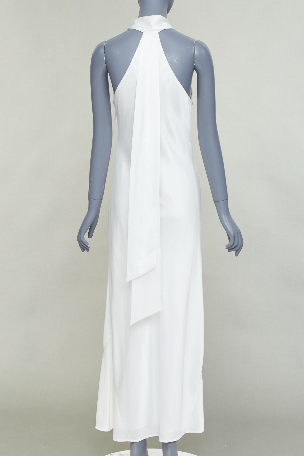 Galvan GALVAN Pandora Bridal ivory white satin halter neck drape sash midi evening dress FR38 S Size M / US 6-8 / IT 42-44 - 5 Thumbnail