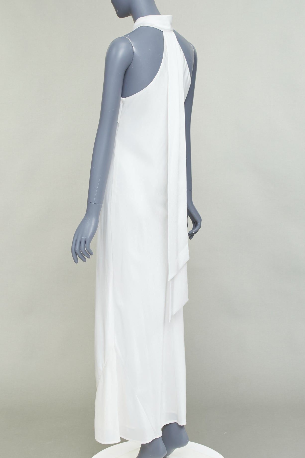 Galvan GALVAN Pandora Bridal ivory white satin halter neck drape sash midi evening dress FR38 S Size M / US 6-8 / IT 42-44 - 2 Thumbnail