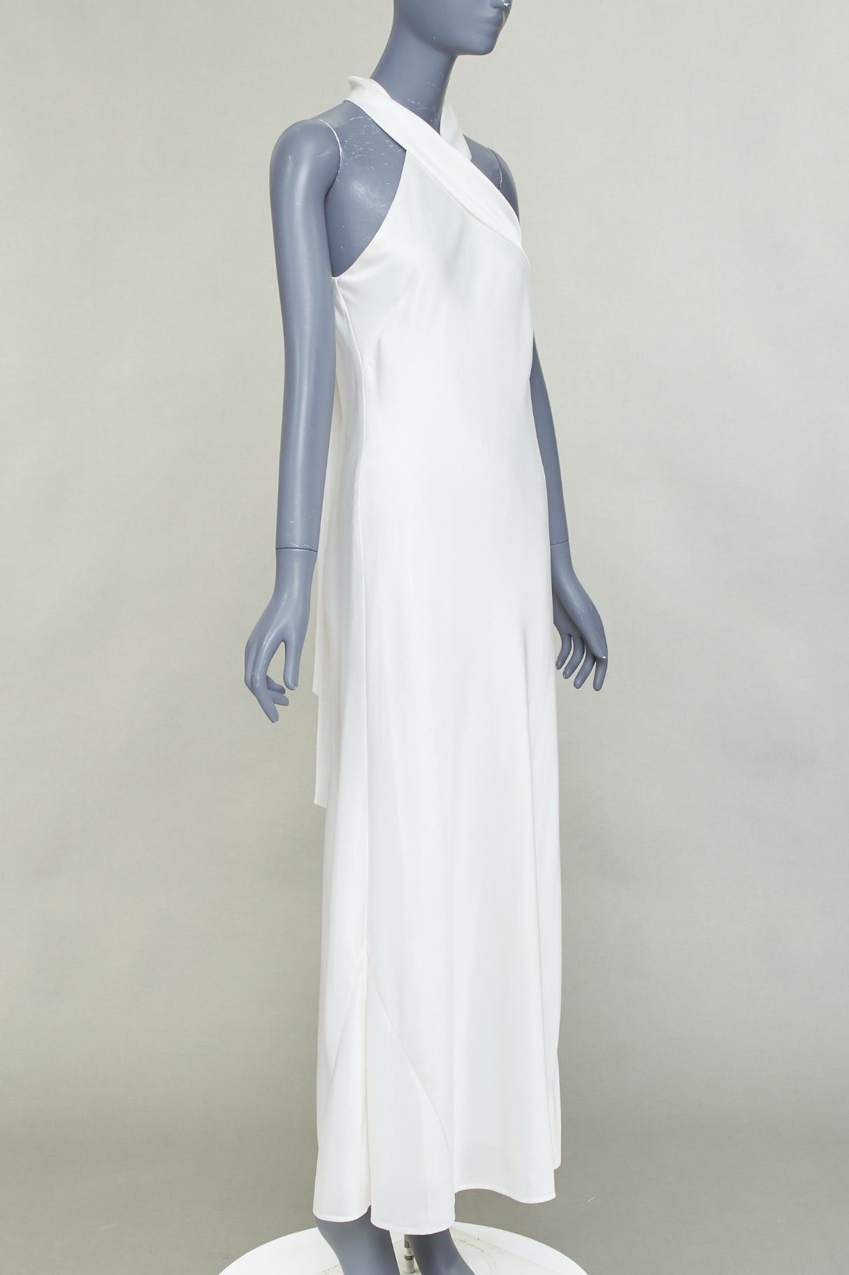Galvan GALVAN Pandora Bridal ivory white satin halter neck drape sash midi evening dress FR38 S Size M / US 6-8 / IT 42-44 - 3 Thumbnail