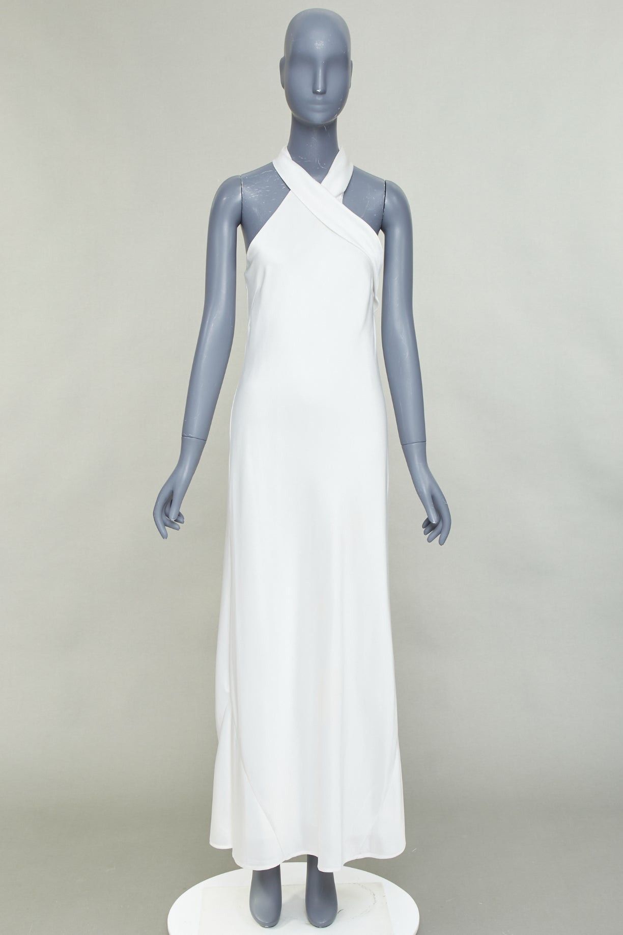 Galvan GALVAN Pandora Bridal ivory white satin halter neck drape sash midi evening dress FR38 S Size M / US 6-8 / IT 42-44 - 10 Thumbnail