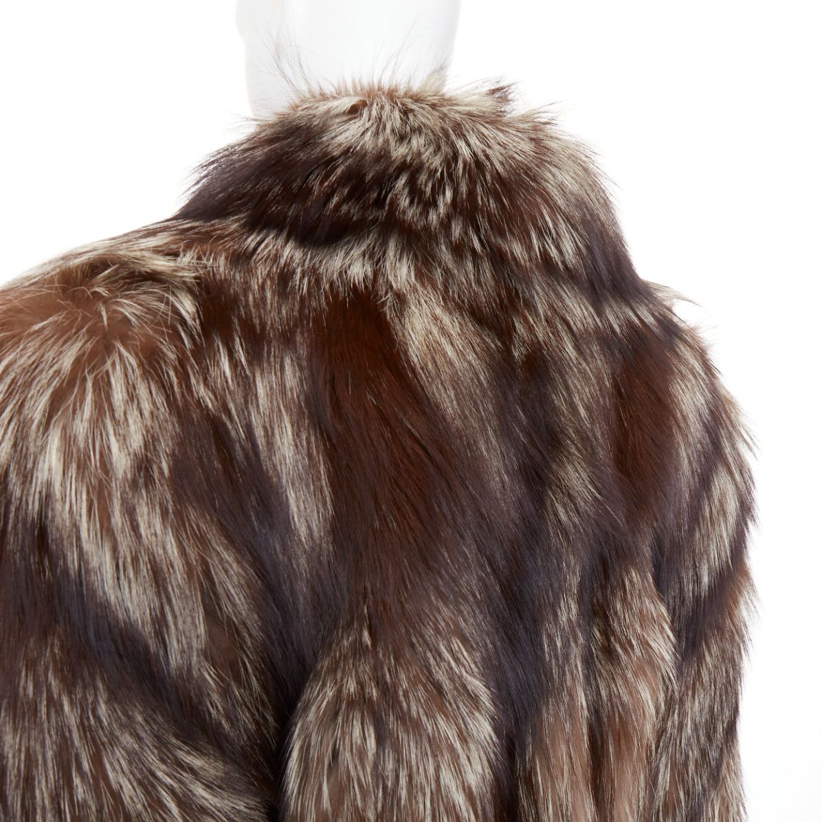 Other Natural Silver Fox brown oversized boxy shawl collar fur coat Sz. 12 XL Size XL / US 12-14 / IT 48-50 - 8 Thumbnail