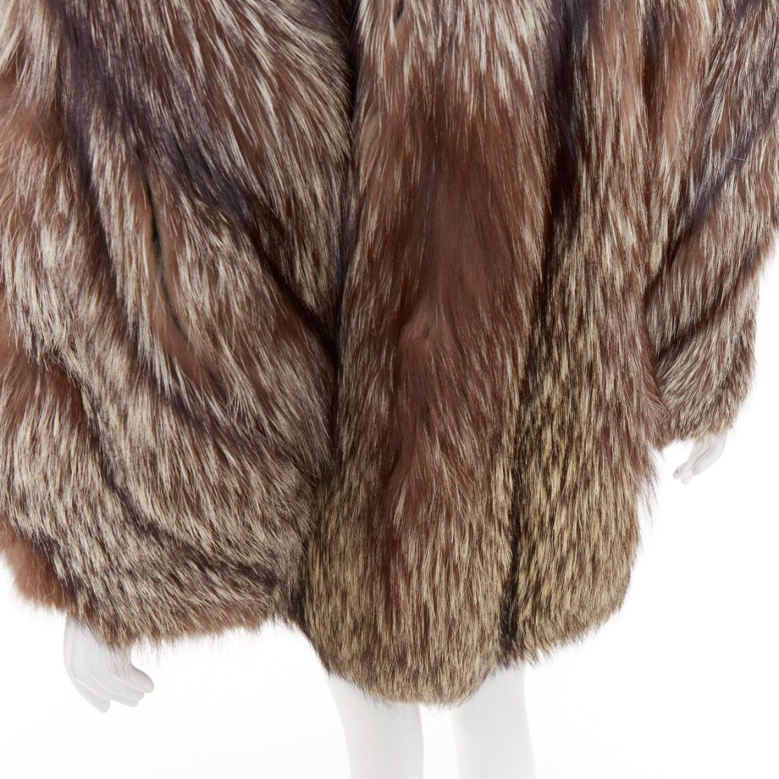 Other Natural Silver Fox brown oversized boxy shawl collar fur coat Sz. 12 XL Size XL / US 12-14 / IT 48-50 - 9 Thumbnail
