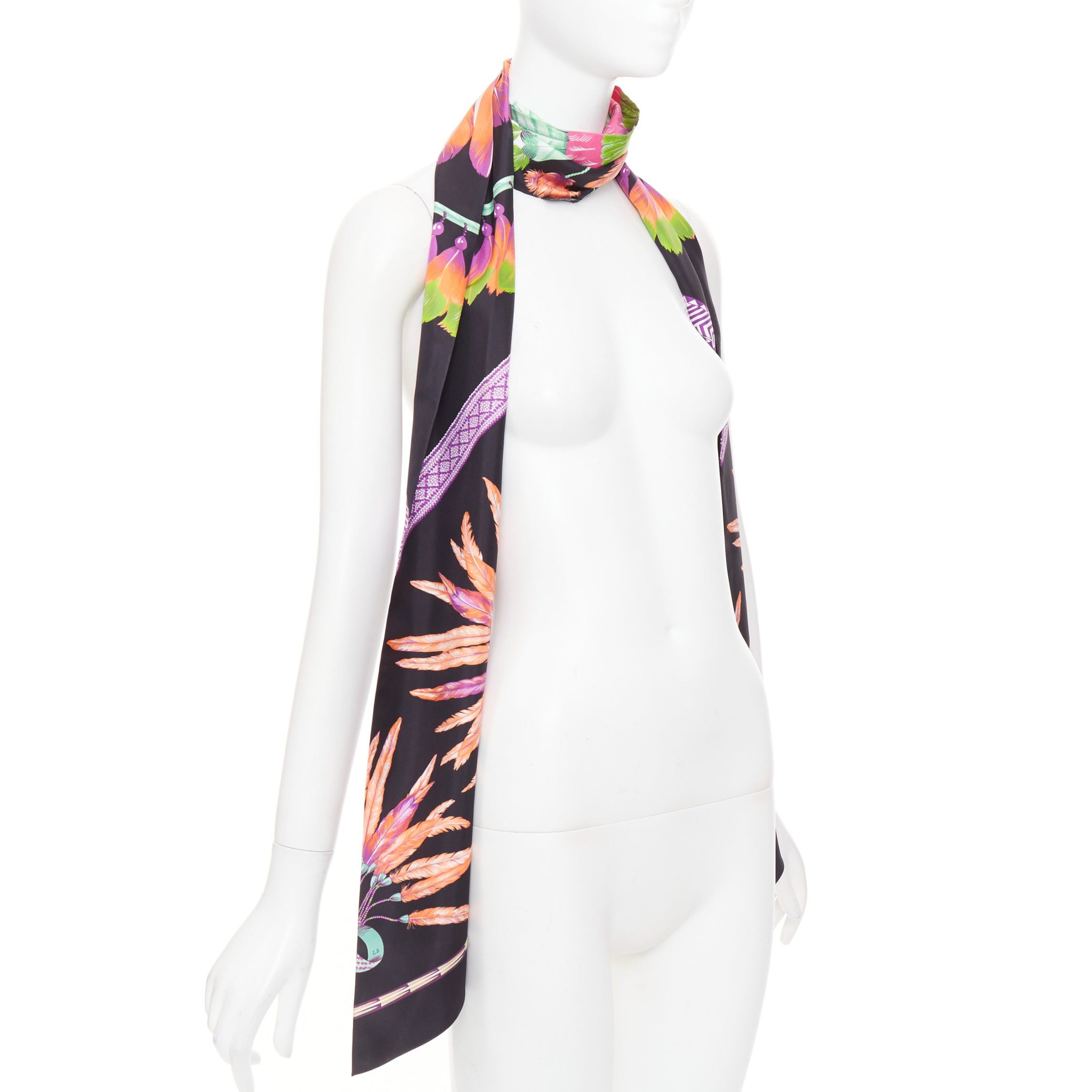 Hermes HERMES 100% silk twill Brazil Laurence Bourthoumieux bird of paradise print Maxi Twilly scarf Size ONE SIZE - 3 Thumbnail
