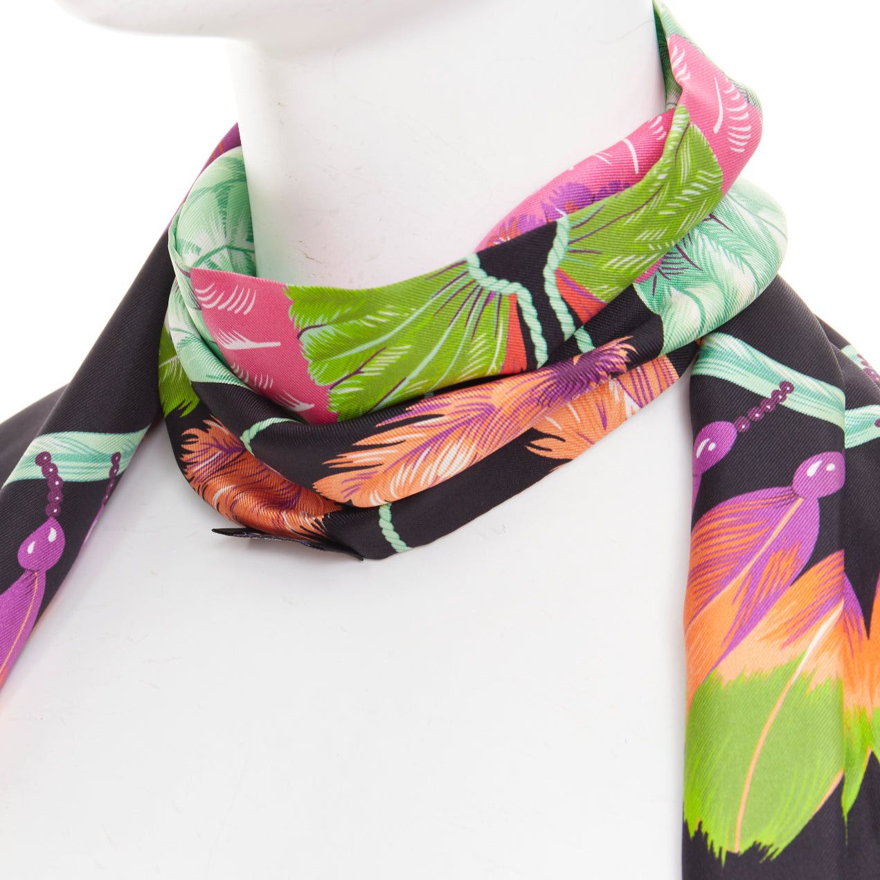 Hermes HERMES 100% silk twill Brazil Laurence Bourthoumieux bird of paradise print Maxi Twilly scarf Size ONE SIZE - 2 Thumbnail