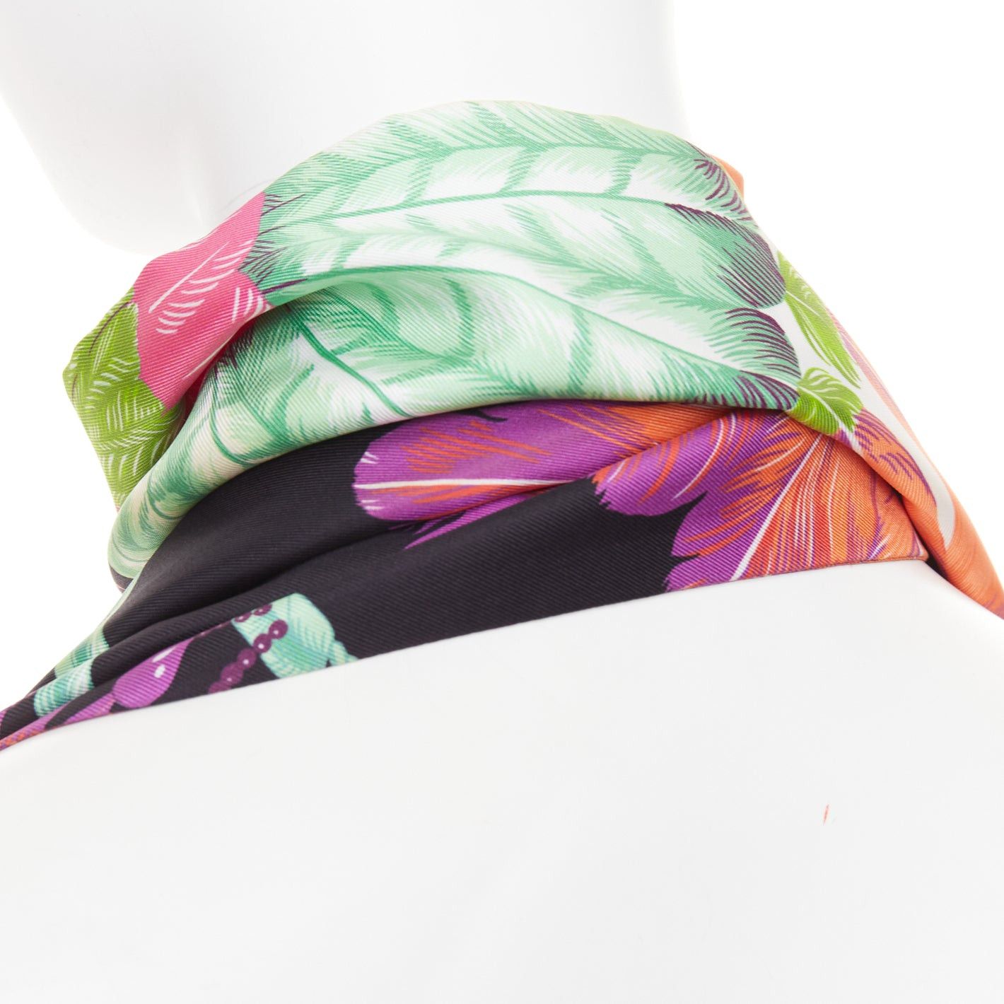 Hermes HERMES 100% silk twill Brazil Laurence Bourthoumieux bird of paradise print Maxi Twilly scarf Size ONE SIZE - 7 Thumbnail