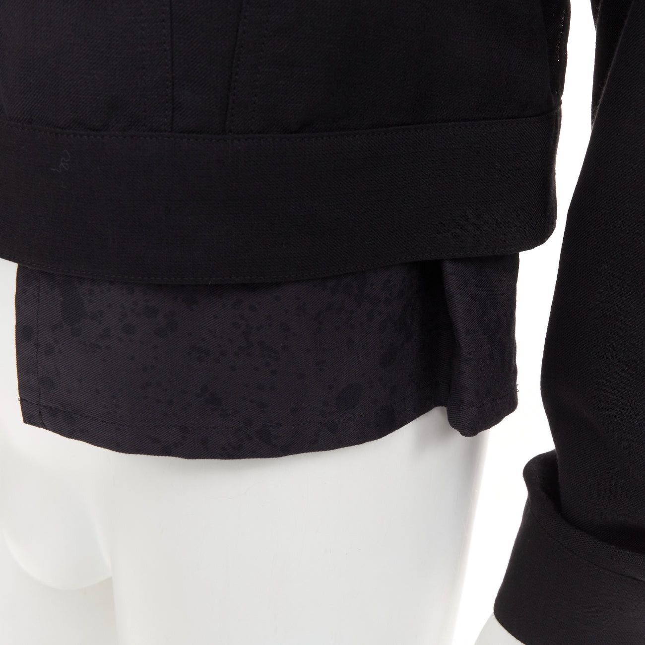 Yohji Yamamoto YOHJI YAMAMOTO Pour Homme black wool linen layered cropped trucker jacket JP4 XL Size US XL / EU 56 / 4 - 2 Thumbnail