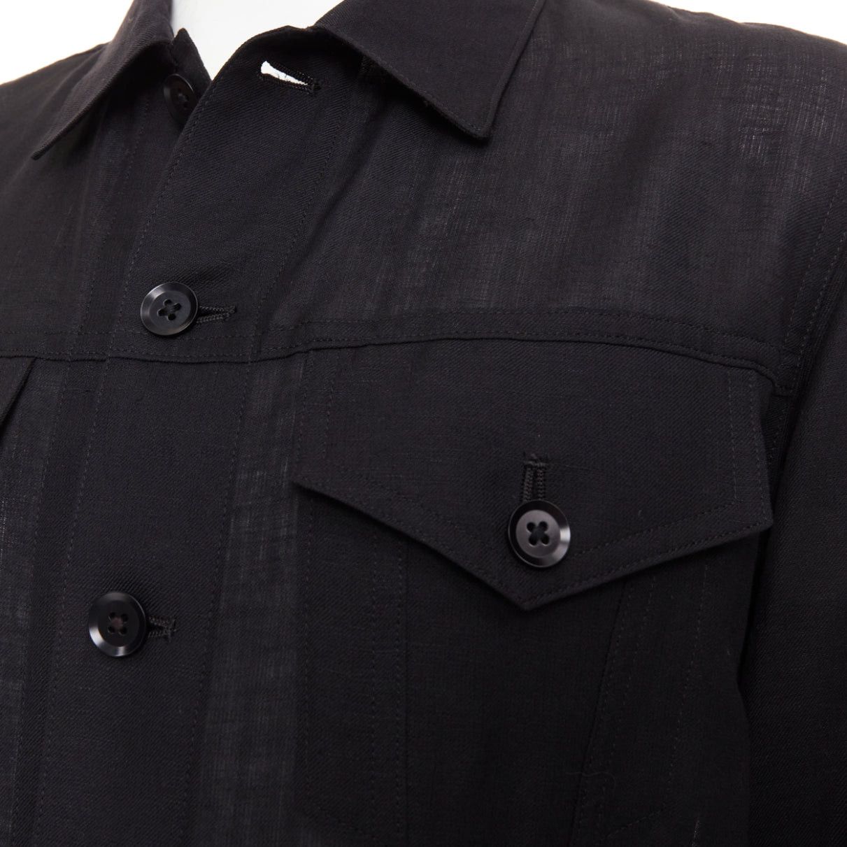 Yohji Yamamoto YOHJI YAMAMOTO Pour Homme black wool linen layered cropped trucker jacket JP4 XL Size US XL / EU 56 / 4 - 7 Thumbnail