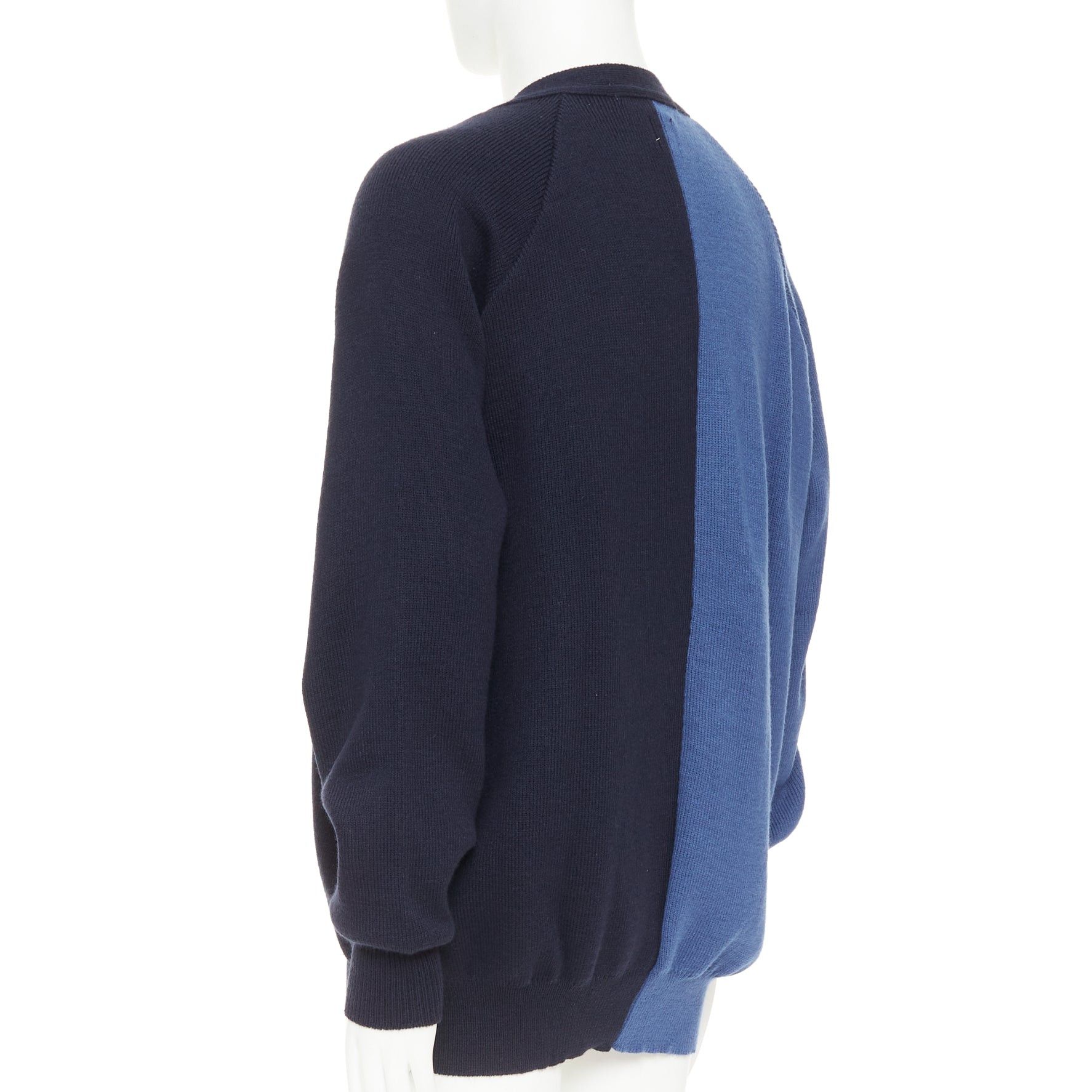 Comme des Garcons COMME DES GARCONS SHIRT navy blue two-tone button cardigan sweater XL Size US XL / EU 56 / 4 - 7 Thumbnail