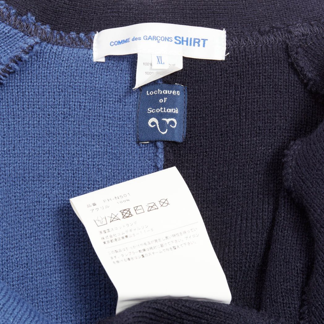 Comme des Garcons COMME DES GARCONS SHIRT navy blue two-tone button cardigan sweater XL Size US XL / EU 56 / 4 - 9 Thumbnail