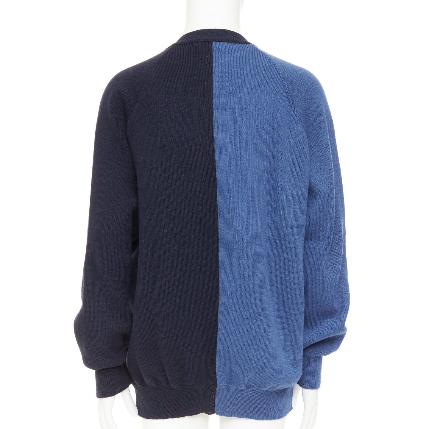 Comme des Garcons COMME DES GARCONS SHIRT navy blue two-tone button cardigan sweater XL Size US XL / EU 56 / 4 - 6 Thumbnail