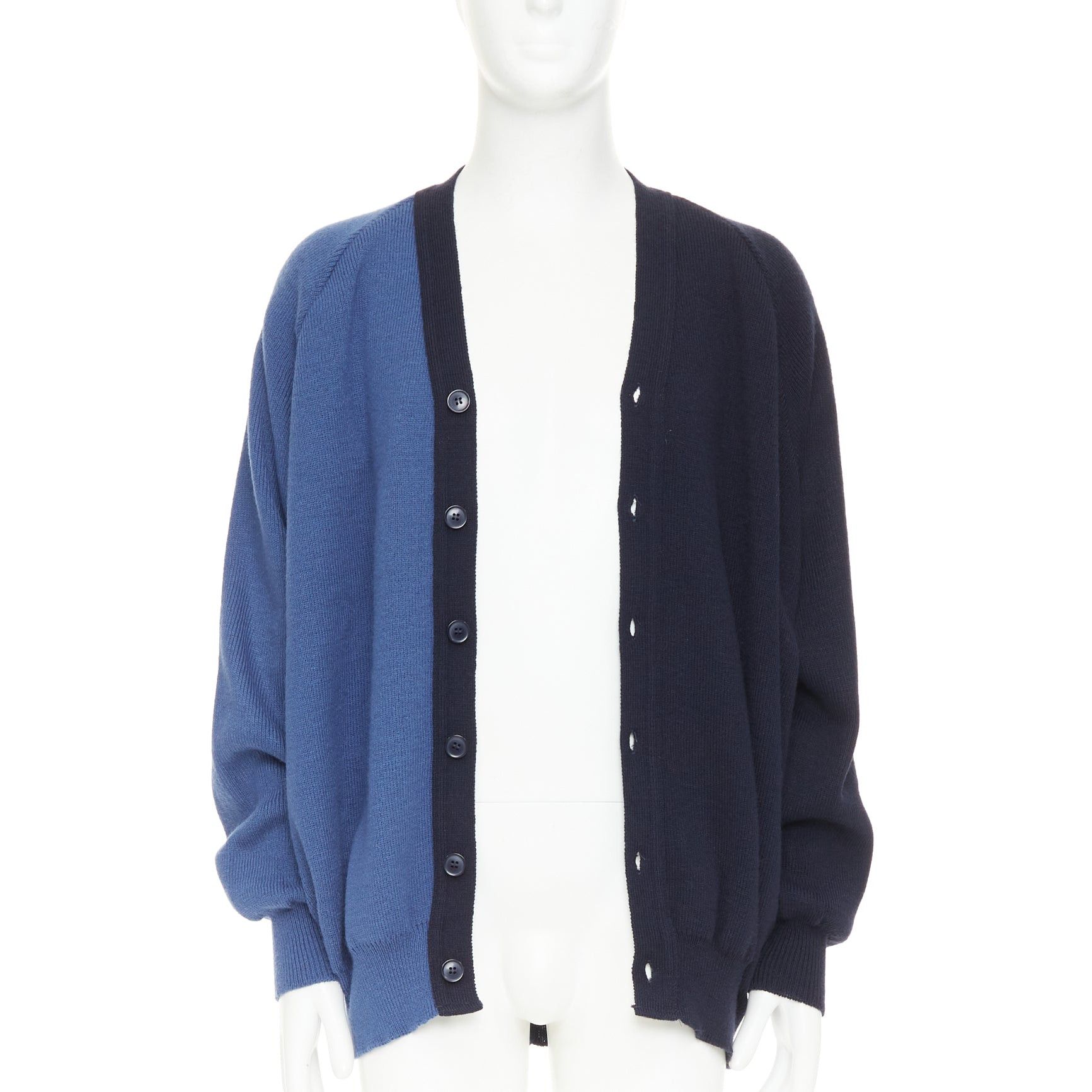 Comme des Garcons COMME DES GARCONS SHIRT navy blue two-tone button cardigan sweater XL Size US XL / EU 56 / 4 - 3 Thumbnail