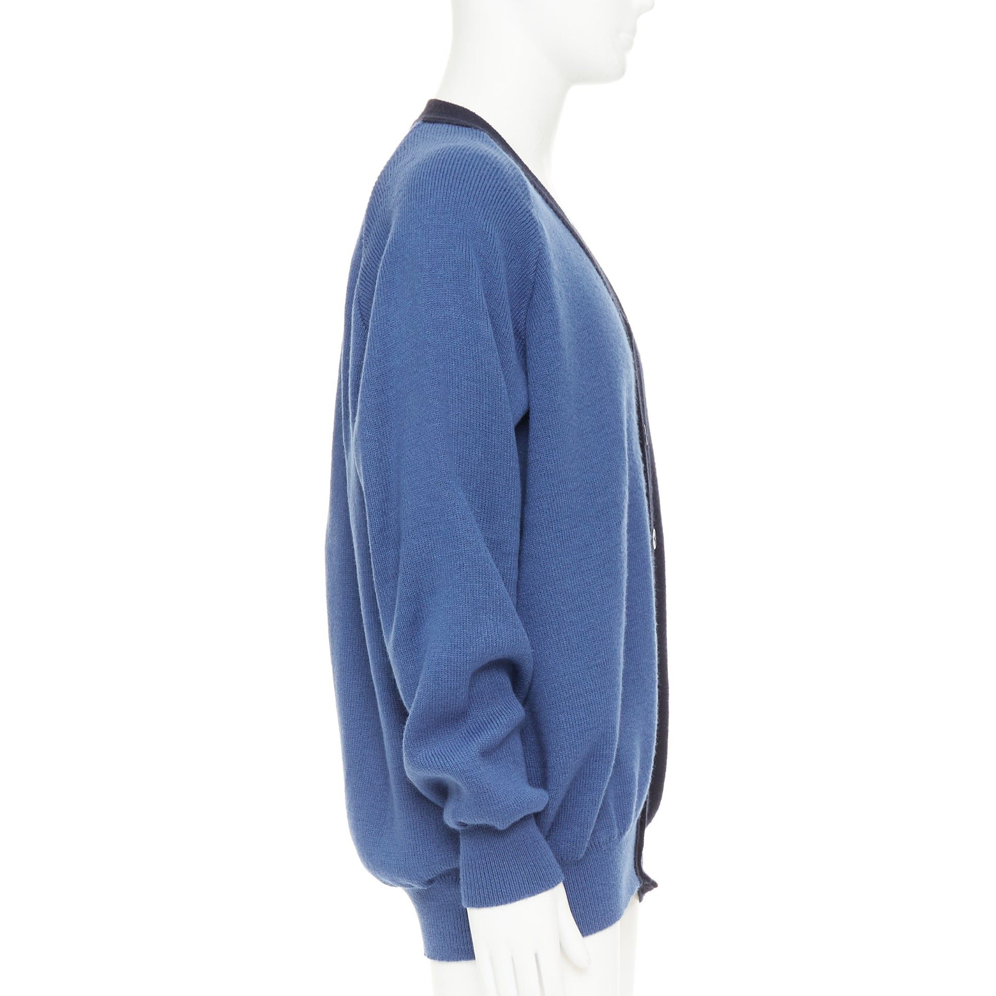 Comme des Garcons COMME DES GARCONS SHIRT navy blue two-tone button cardigan sweater XL Size US XL / EU 56 / 4 - 5 Thumbnail
