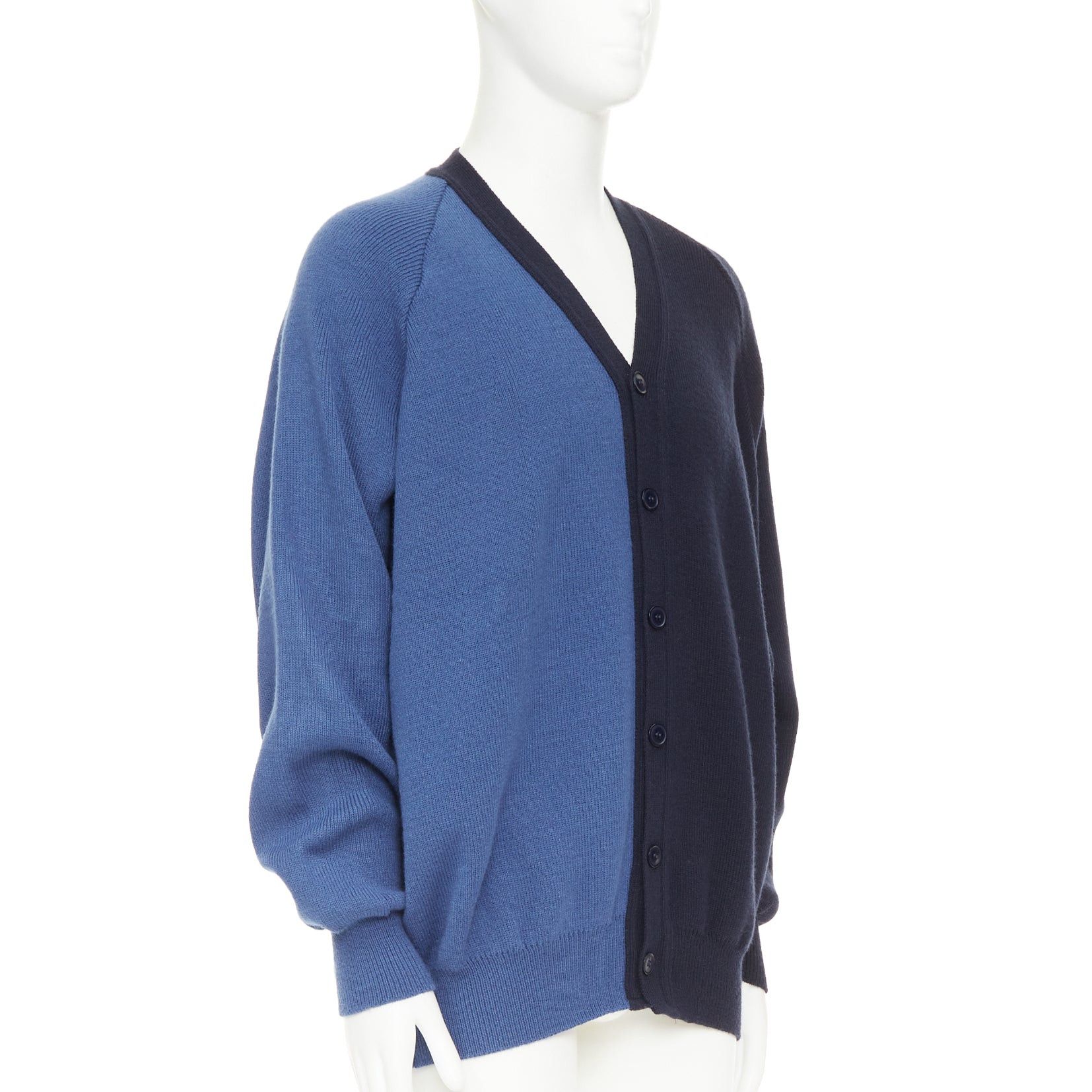 Comme des Garcons COMME DES GARCONS SHIRT navy blue two-tone button cardigan sweater XL Size US XL / EU 56 / 4 - 4 Thumbnail